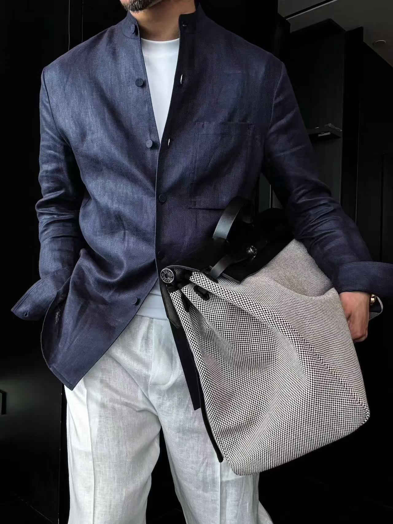 Linen + Old Money Style Wide Collar Coat