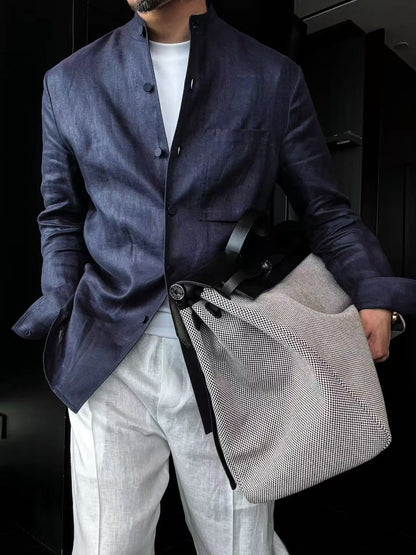 Linen + Old Money Style Wide Collar Coat