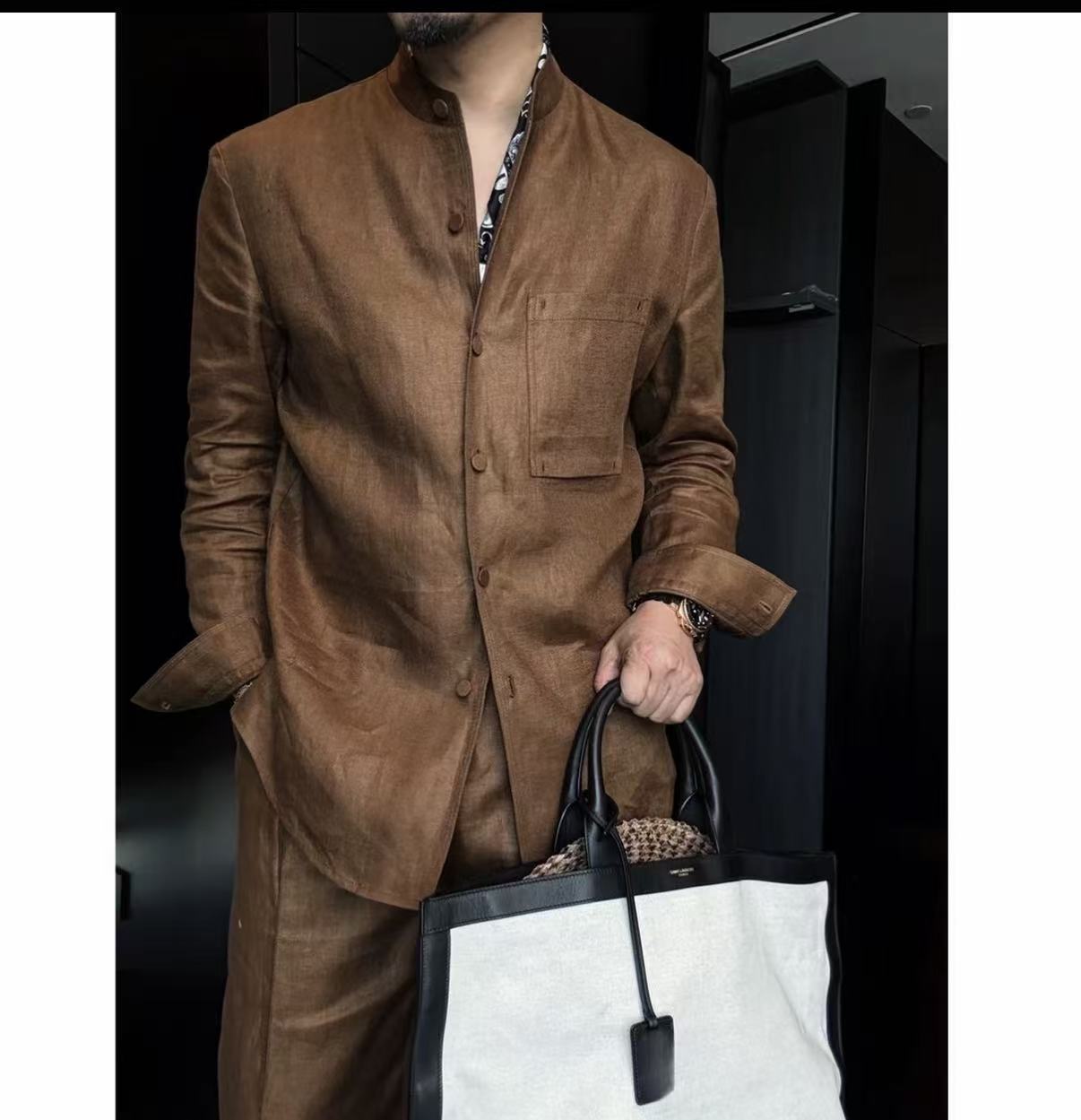 Linen + Old Money Style Wide Collar Coat