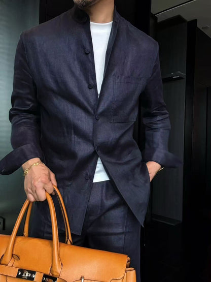 Linen + Old Money Style Wide Collar Coat