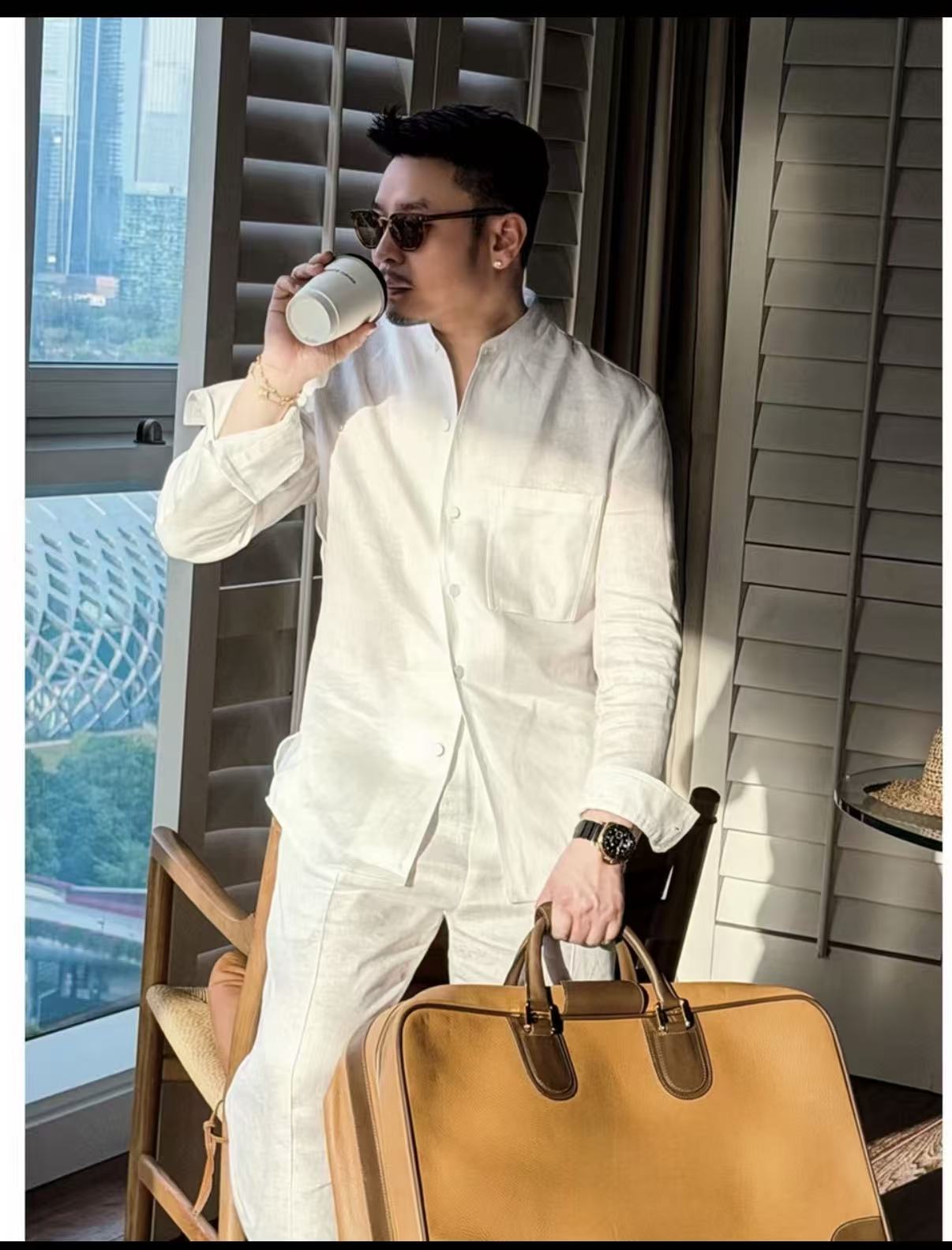 Linen + Old Money Style Wide Collar Coat