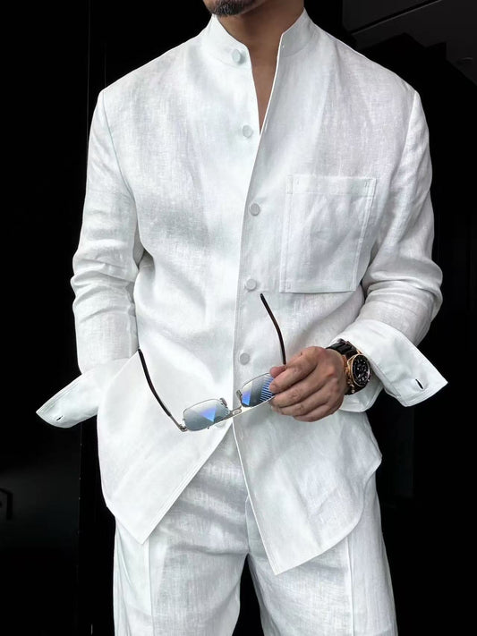 Linen + Old Money Style Wide Collar Coat