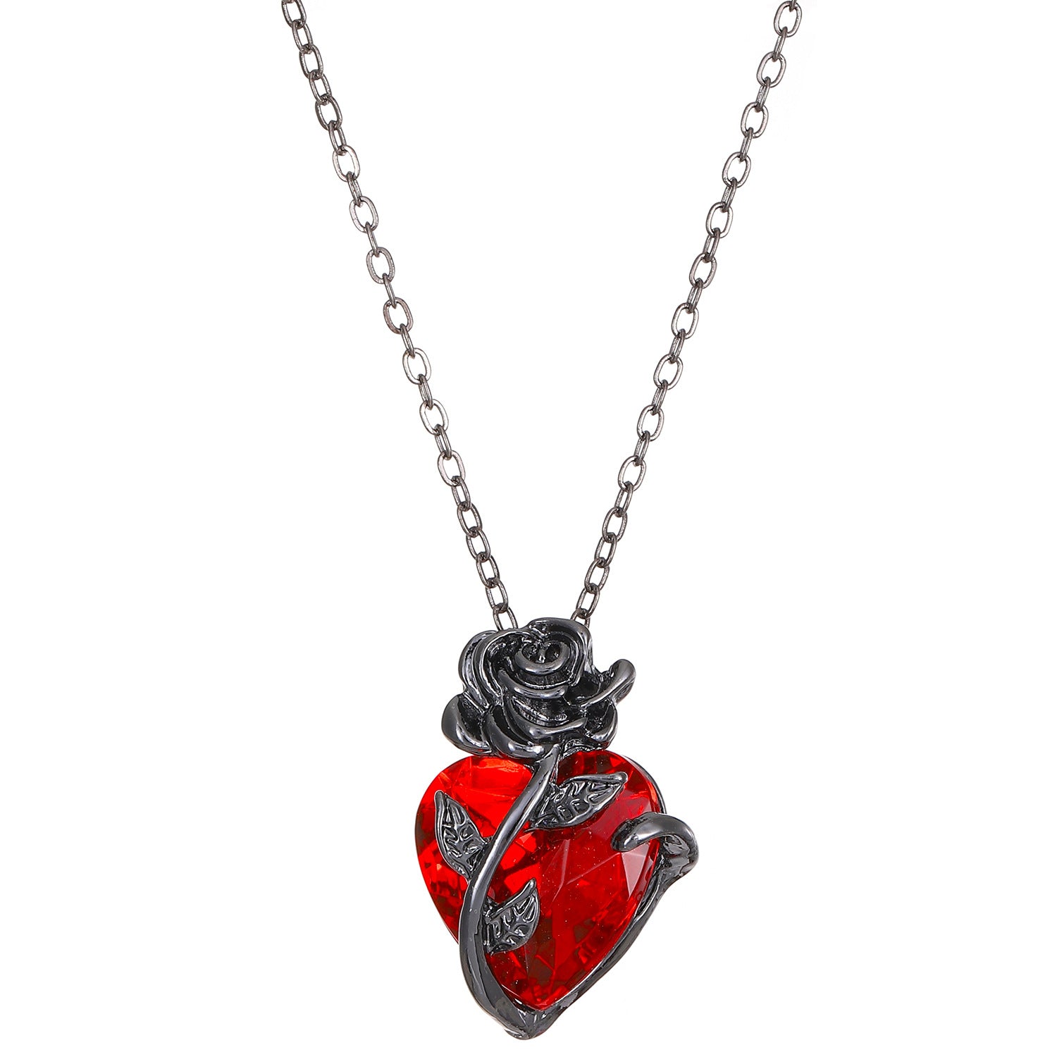 Dark Ins Love Rose Necklace Female Gothic Wrap Flowers Heart Collarbone Chain Valentine's Day