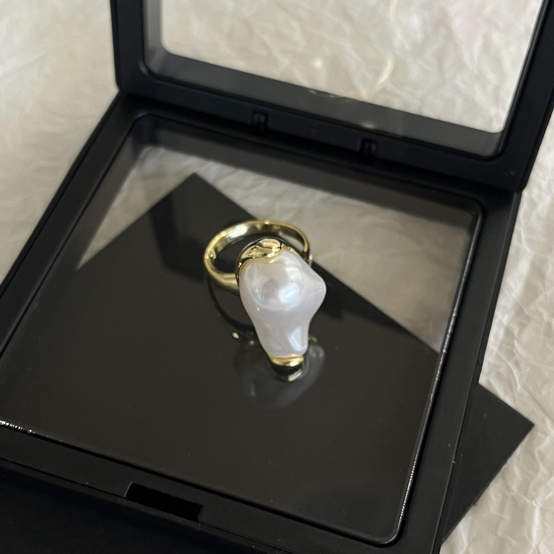 Baroque pearl ring female exaggerated index finger ring light luxury niche design high sense opening fashion temperament