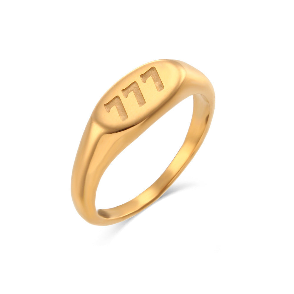 18K gold color-preserving angel number stamp ring number 111 222 333 999 number ring ring ring