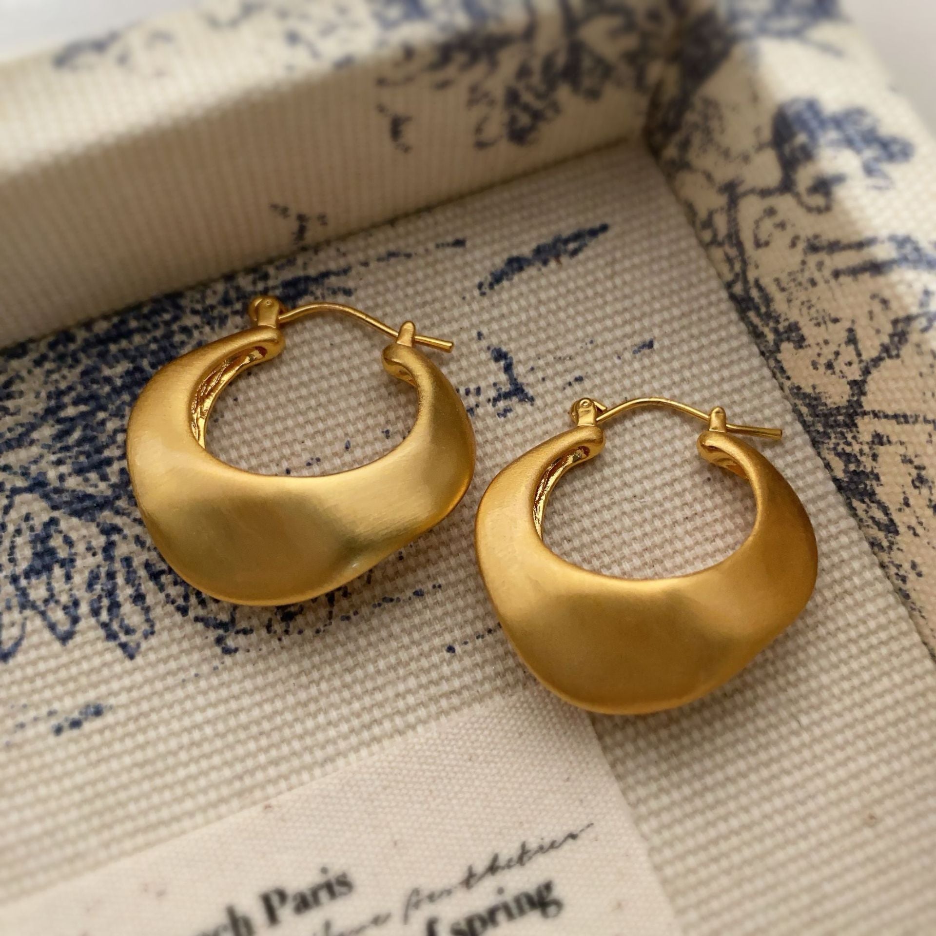 New irregular design earrings French European and American hand-brushed niche design high-end exquisite versatile earrings