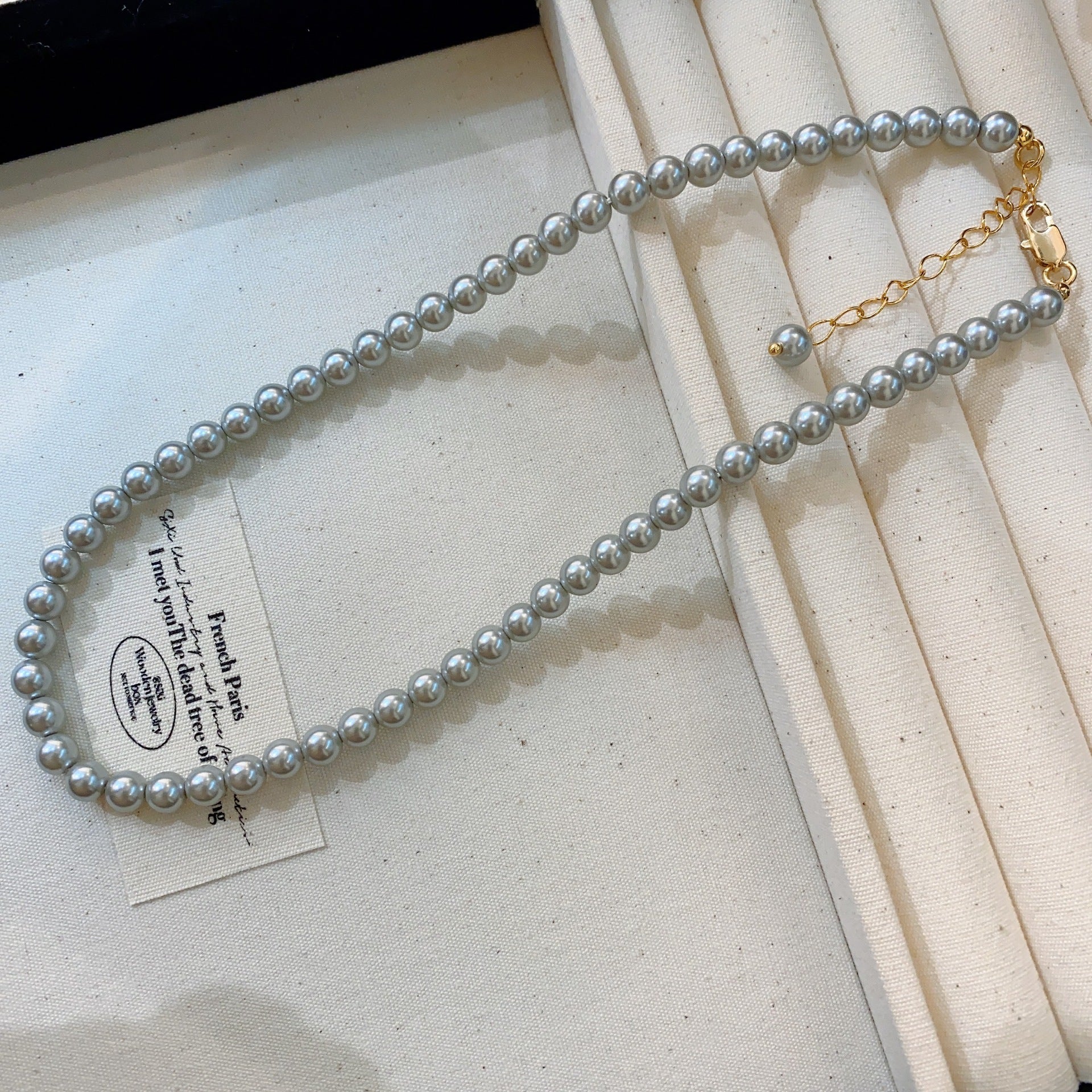 Wow, custom Shijia silver-gray round pearl sweater chain 2024 new trendy necklace women's niche design