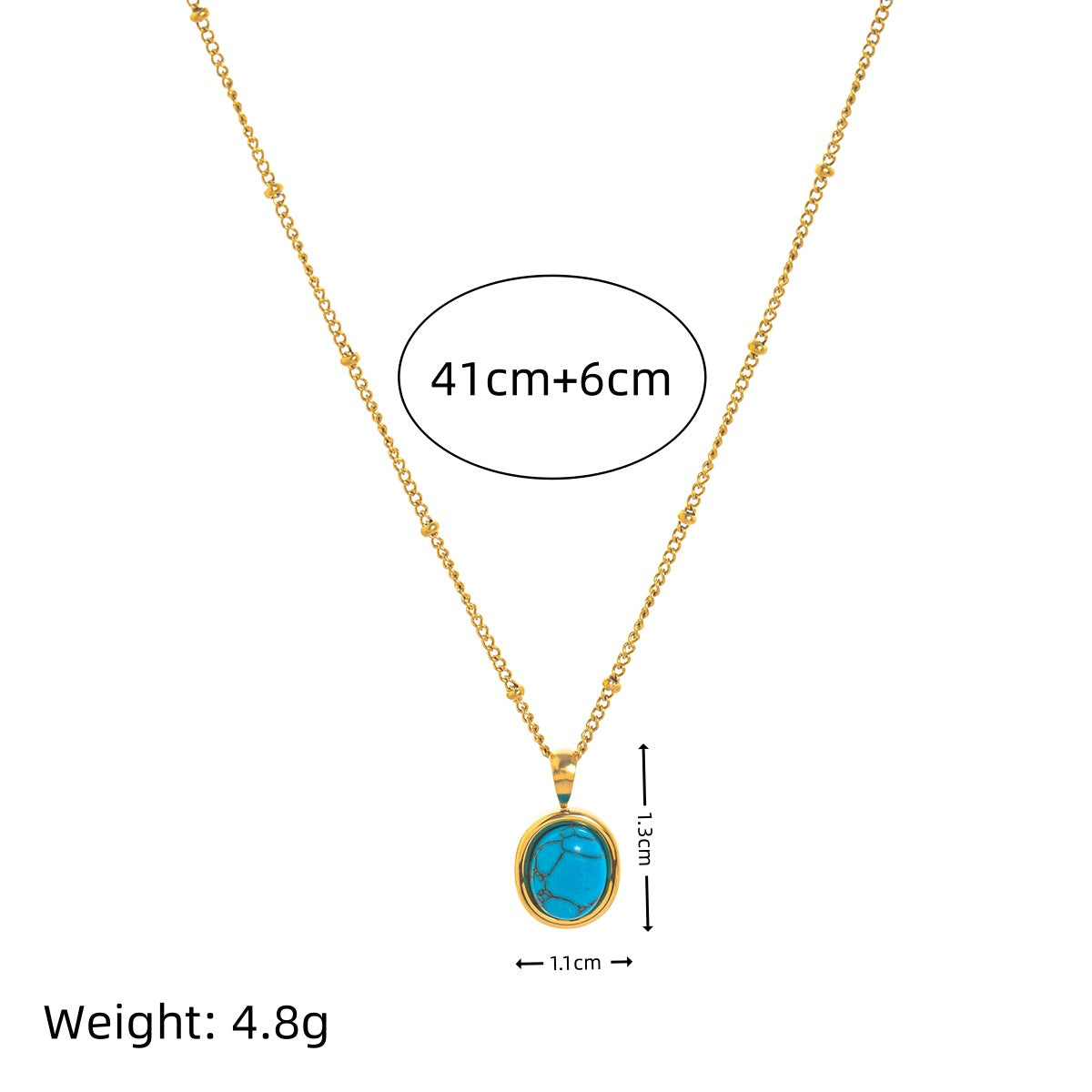 18K Gold Color Stylish Natural Turquoise Pendant Necklace