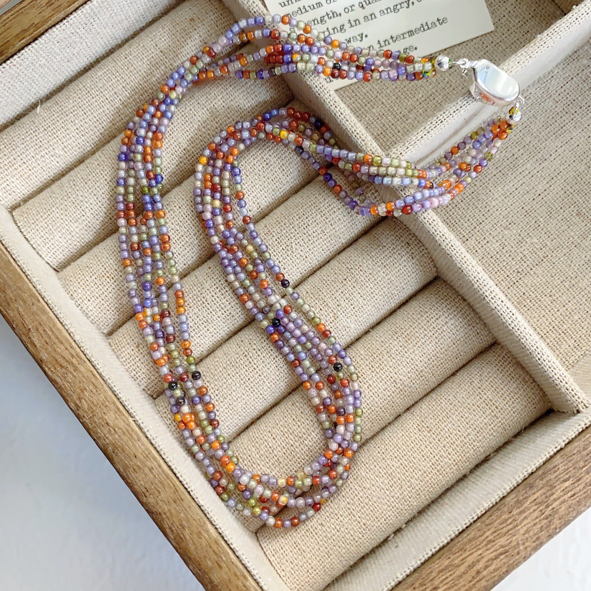 Summer color mixing multi-layer beaded stone handmade beaded stacked necklace simple and versatile niche collarbone chain neck chain women