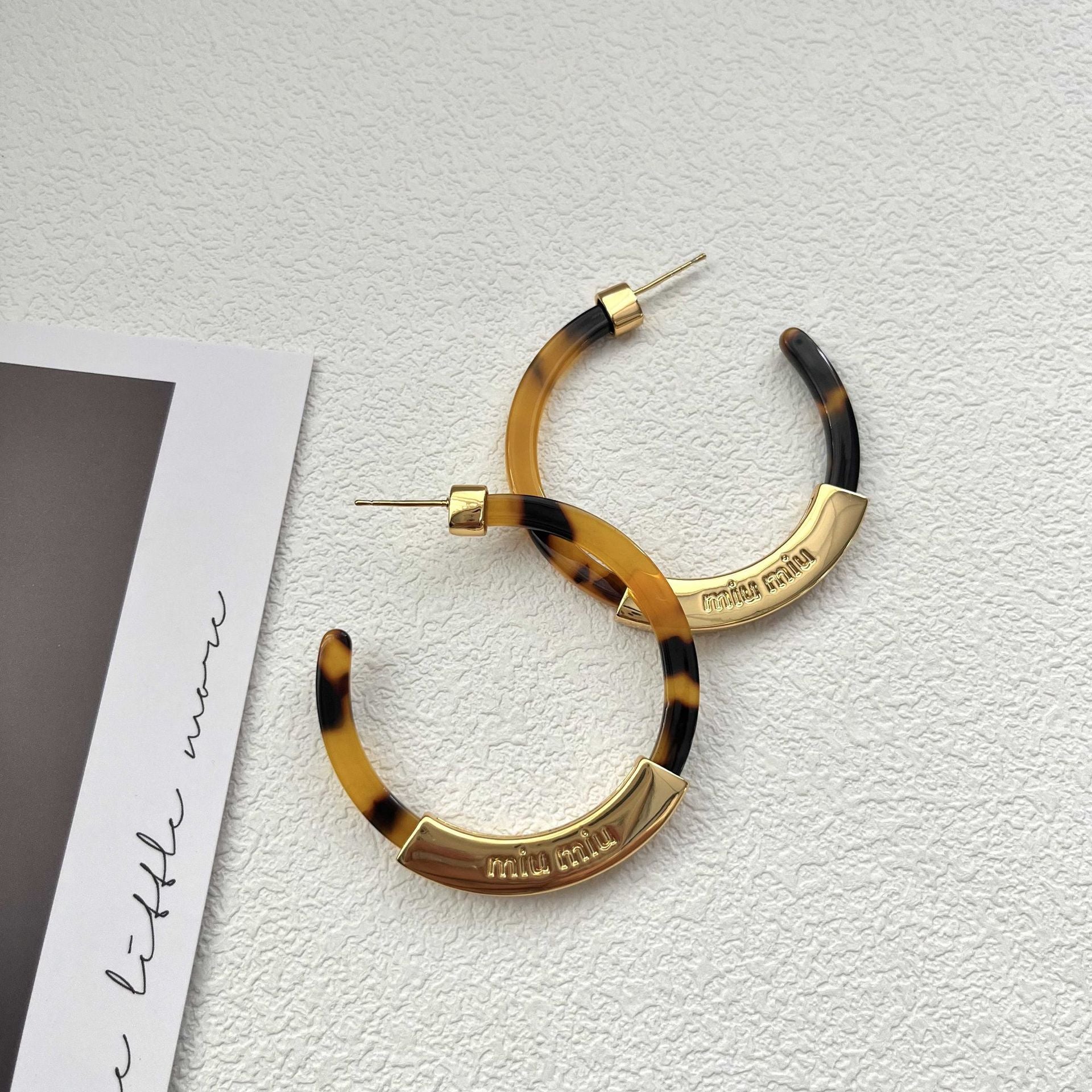 Cross-border new acetic acid board leopard print open earrings fashionable exaggerated bohemian big circle temperament earrings women