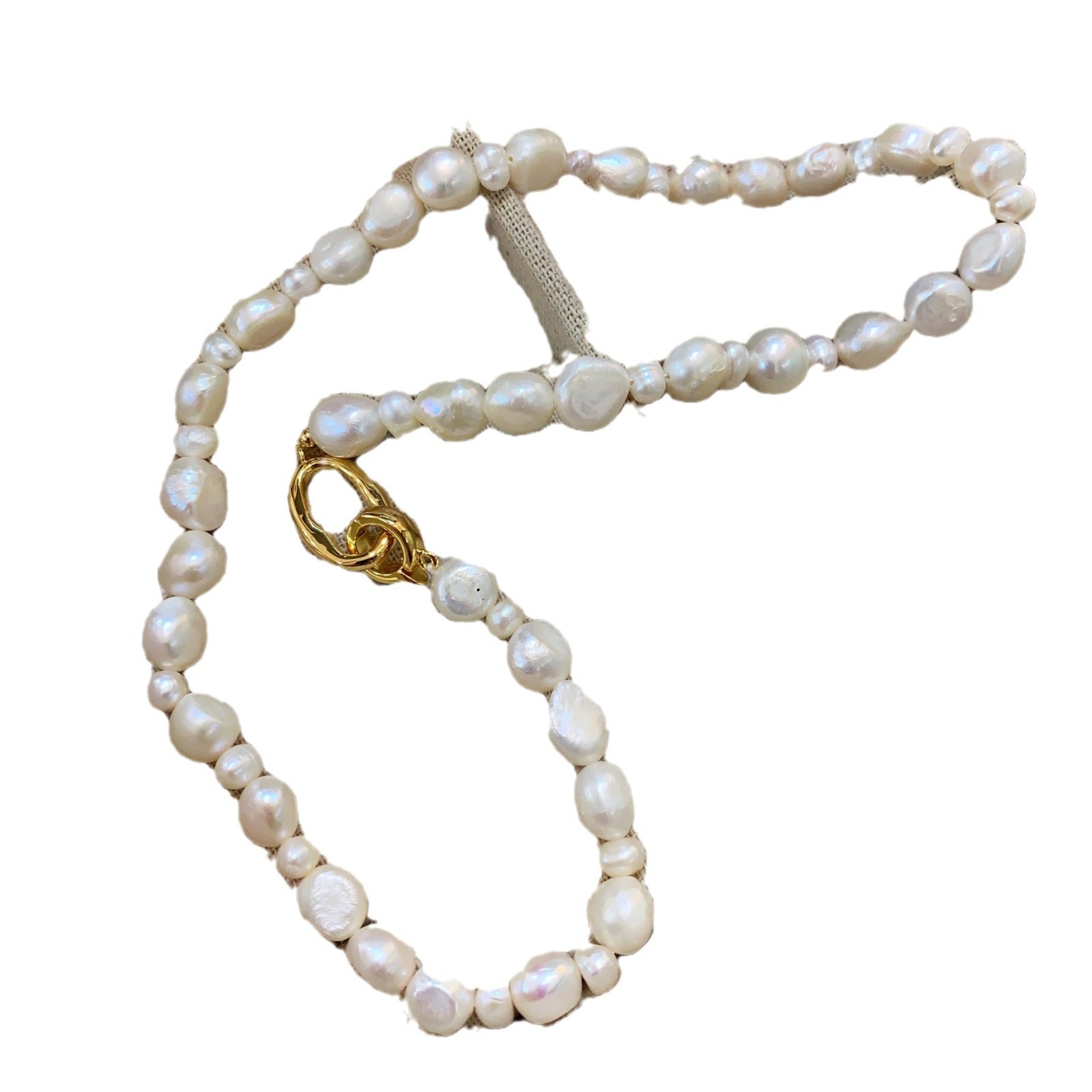 French retro premium sense natural special-shaped baroque pearl necklace personalized fashionable lock clavicle chain neck chain women