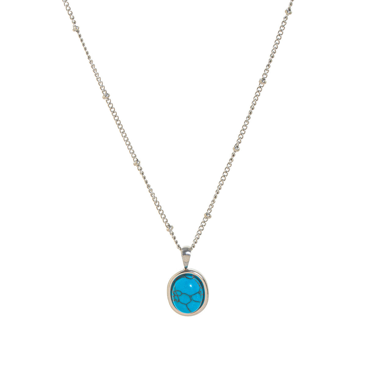 18K Gold Color Stylish Natural Turquoise Pendant Necklace