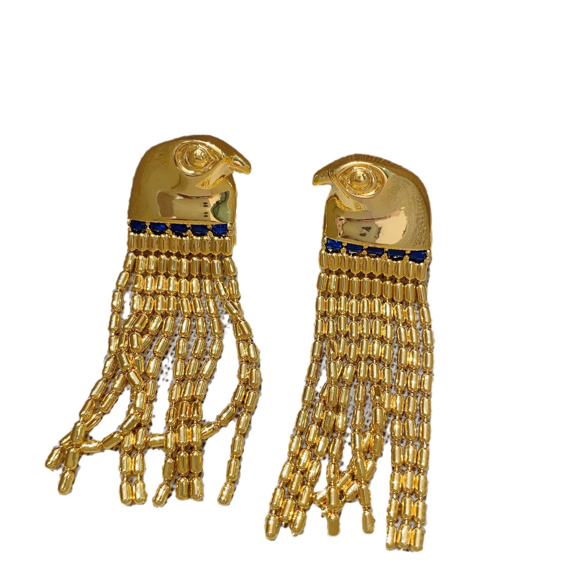 "Eagle Head" Heavy Industry Design Egyptian Sun God Tassel Retro Good Beautiful Long Earrings Earrings New Women's Earrings