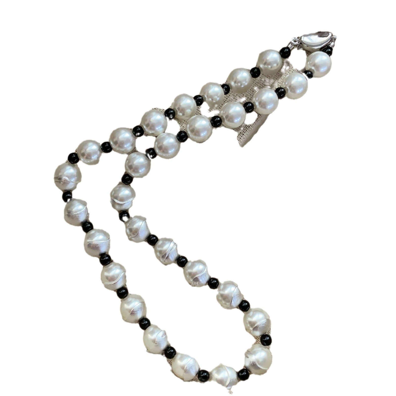 Round brushed silver beaded necklace female ins fashion blogger fever with the same niche unique design clavicle chain