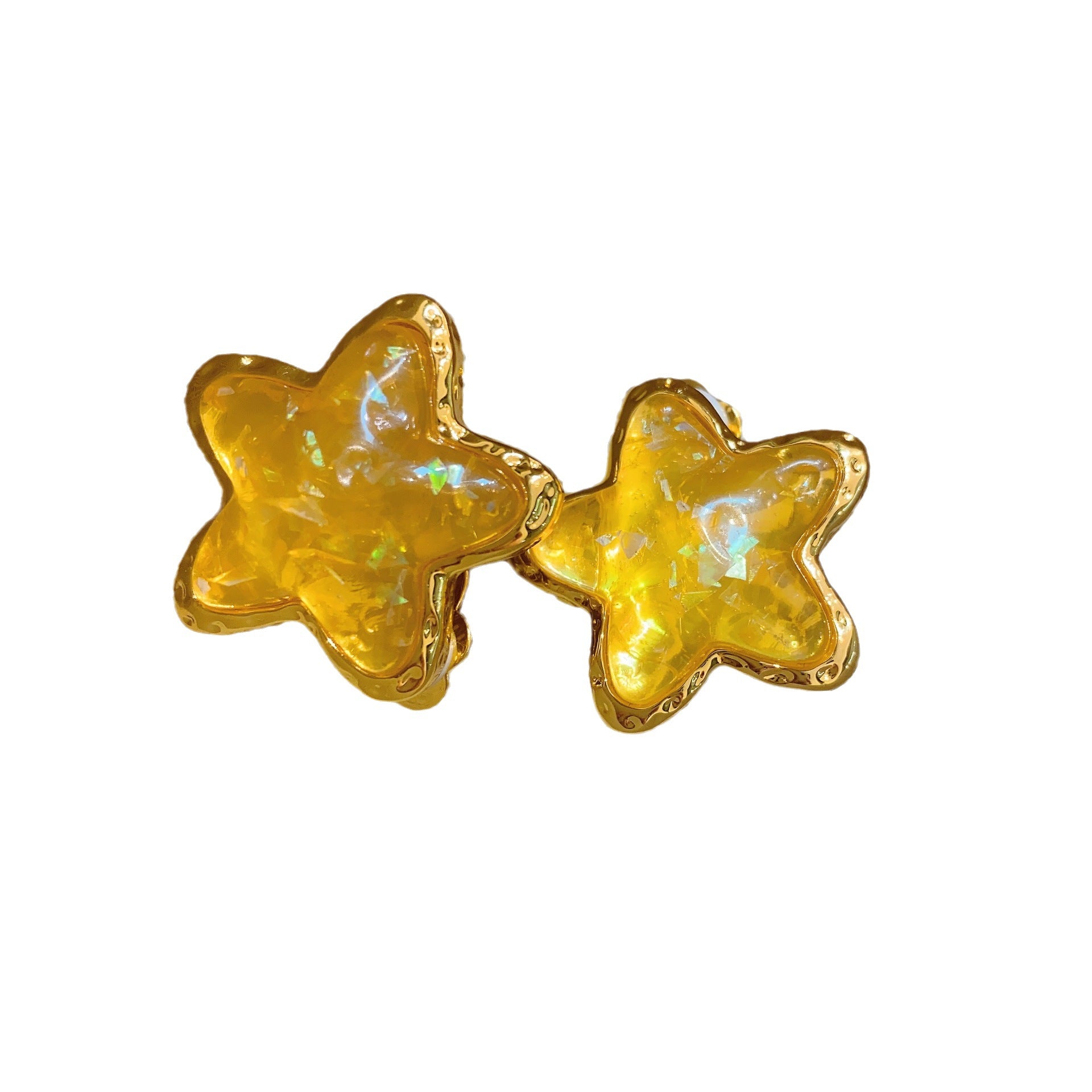 Milk yellow starfish ear clips can be worn without ear piercings. Medieval cute temperament, stars in the sea, girl earrings are versatile.