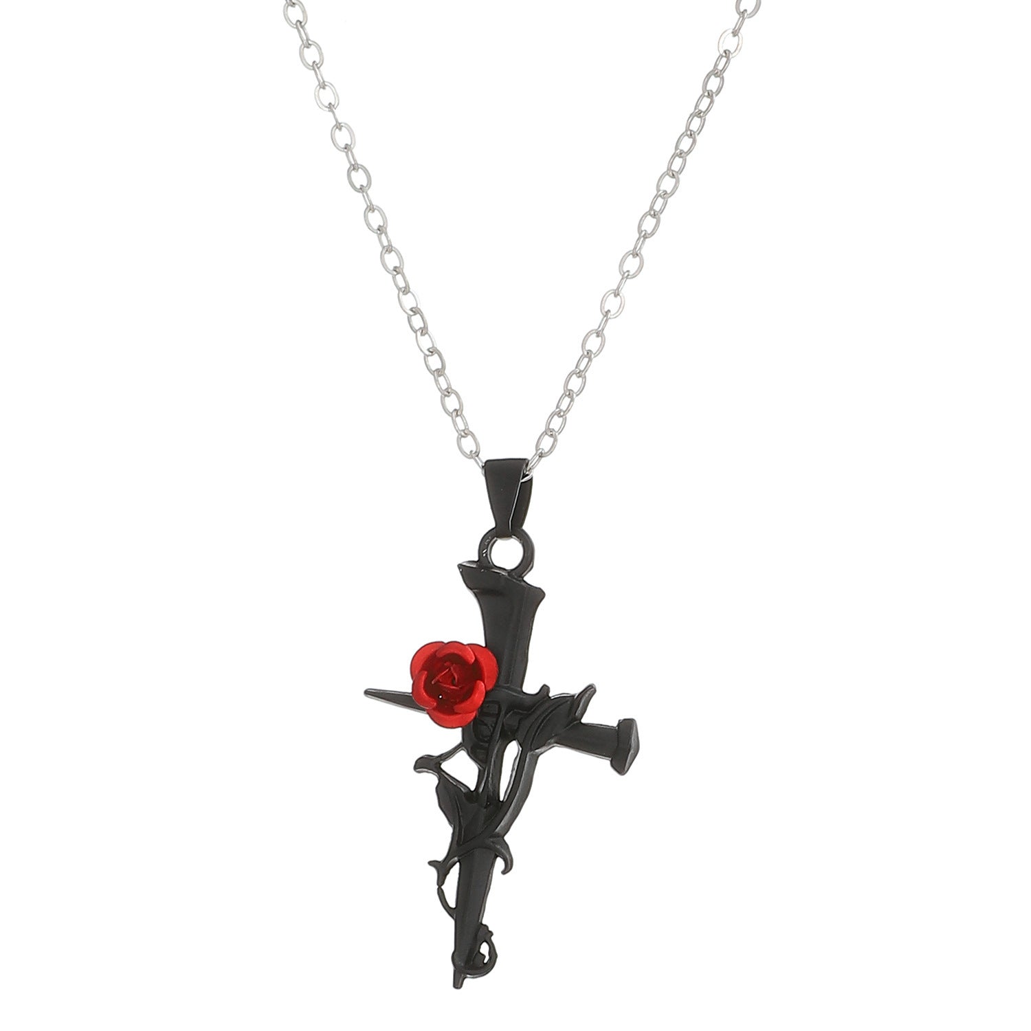 Dark Ins Love Rose Necklace Female Gothic Wrap Flowers Heart Collarbone Chain Valentine's Day