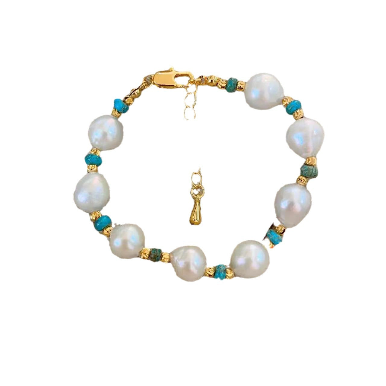 Natural Baroque Pearl Bracelet Women's Summer Plated 22K Gold Adjustable ins Niche Design Jewelry Light Luxury Bracelet