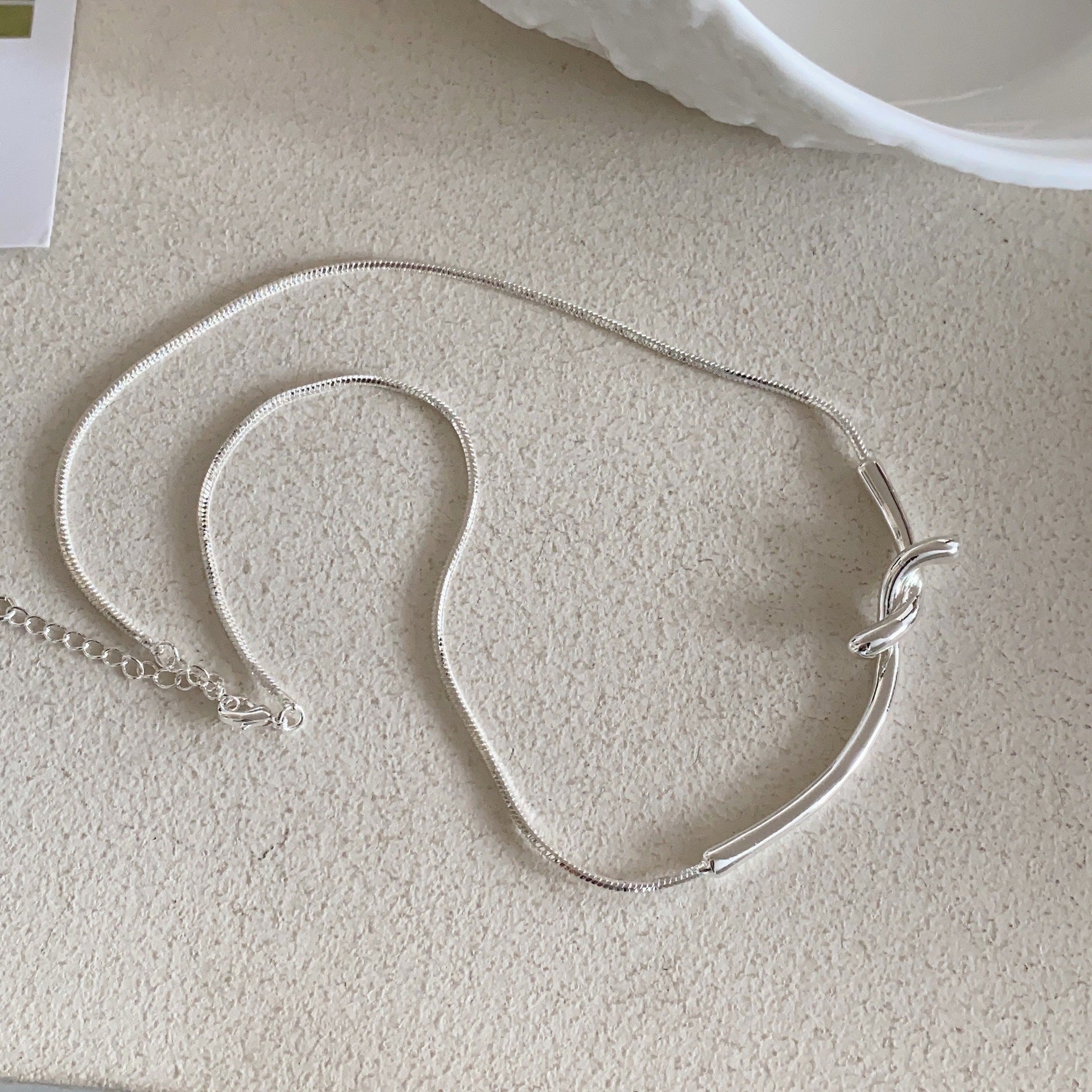 Simple knotted snake bone chain necklace female niche design personalized versatile collarbone chain cold wind neck chain