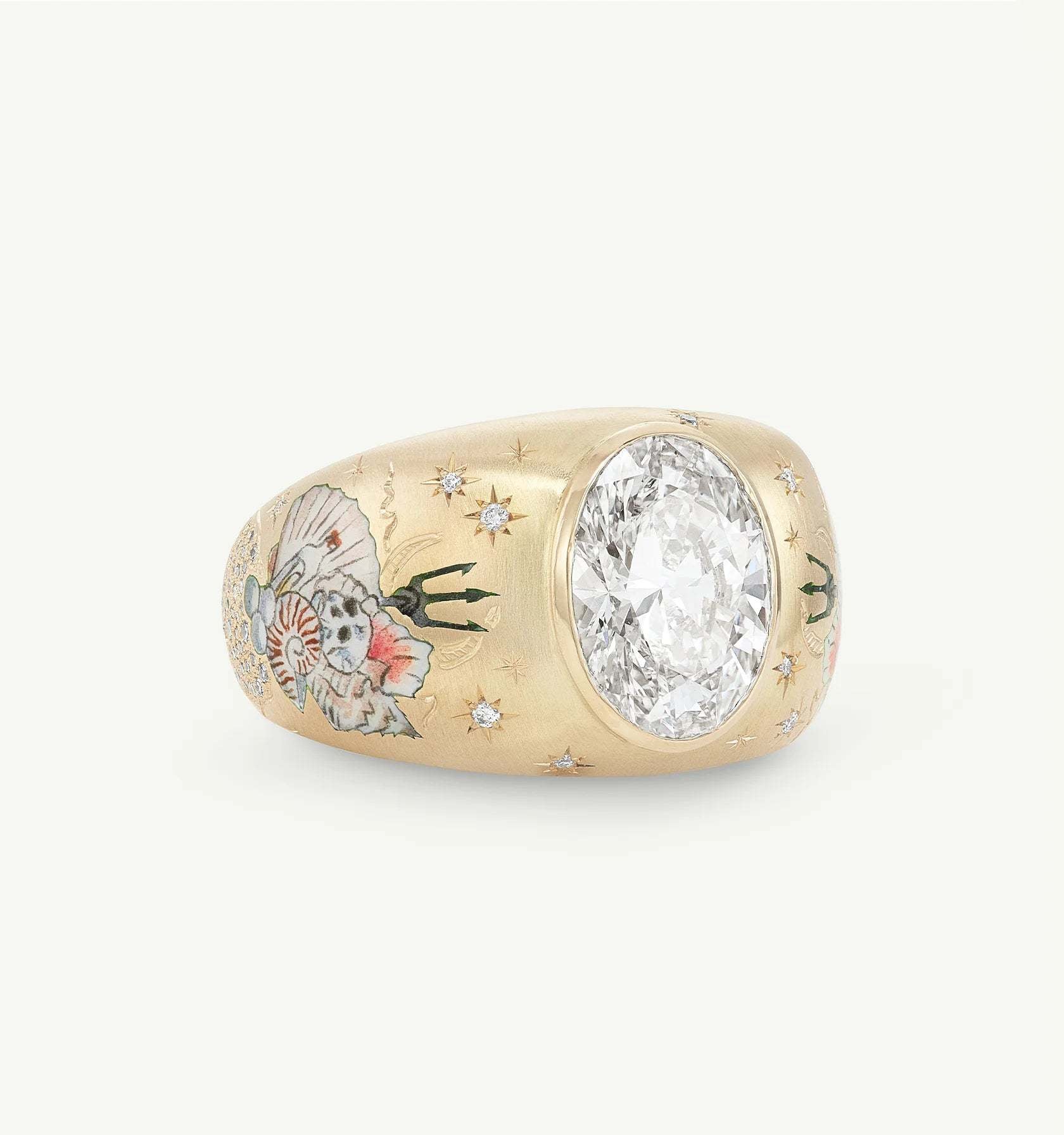 18K gold color fashion popular Valentine's Day love ocean zirconium painted ring