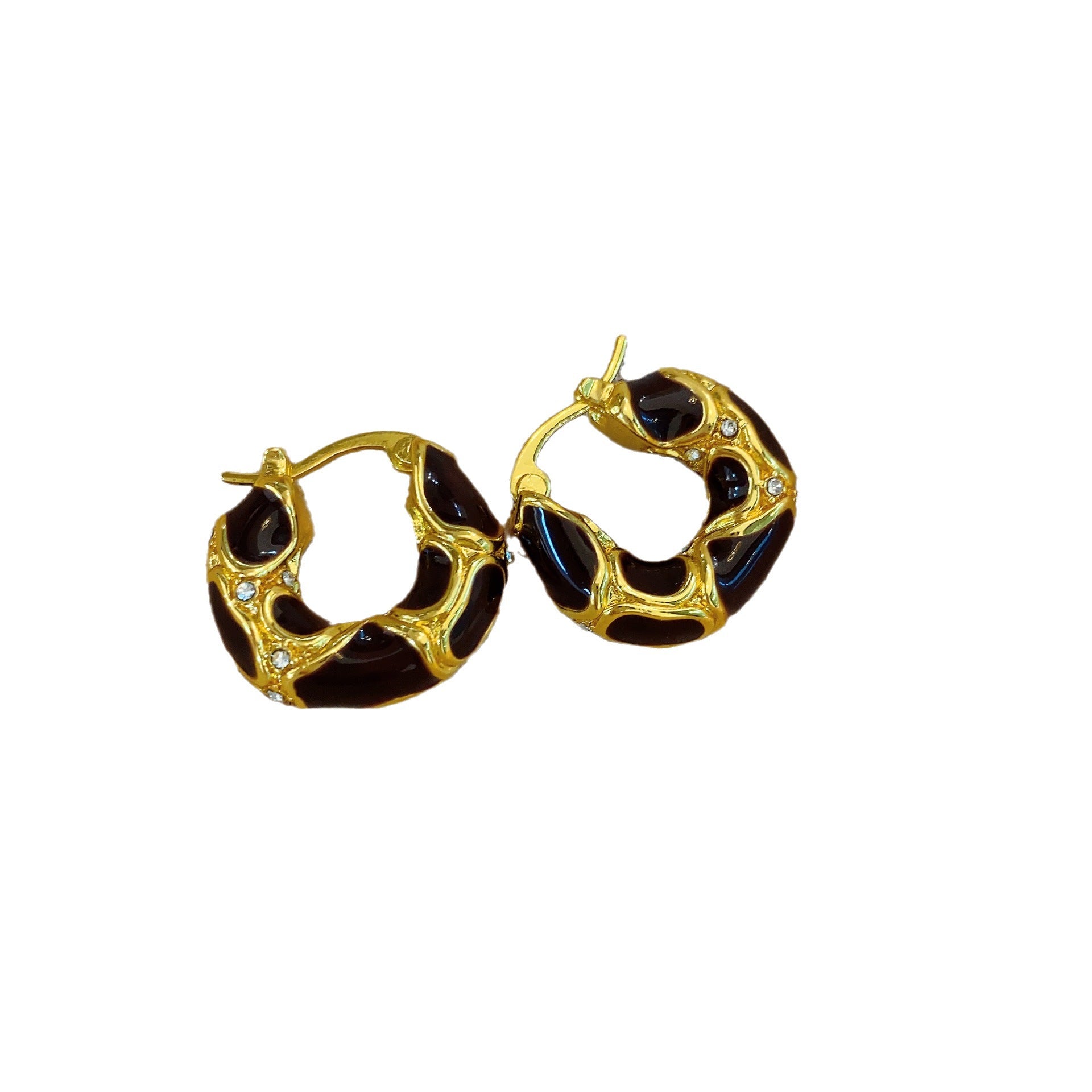 Merad color lava circle enamel earrings women's European and American light luxury niche diamond-set irregular earrings earrings