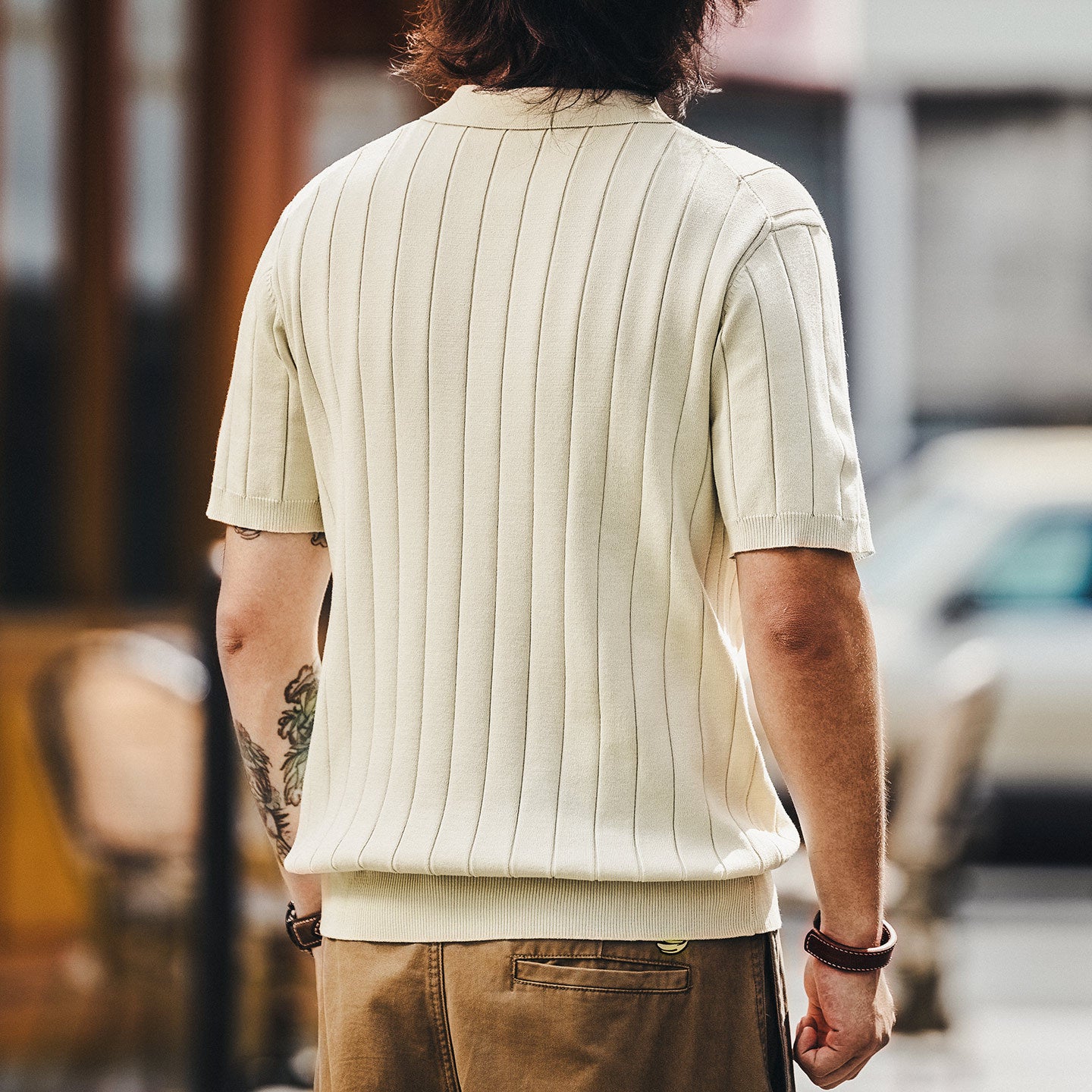 Pallaband™️ High-end trendy brand button-down vertical-striped short-sleeved polo shirt