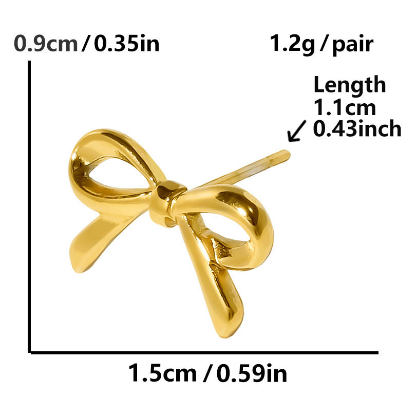 French sweet bow stud earrings women, niche versatile stud earrings light luxury high-end earrings earrings