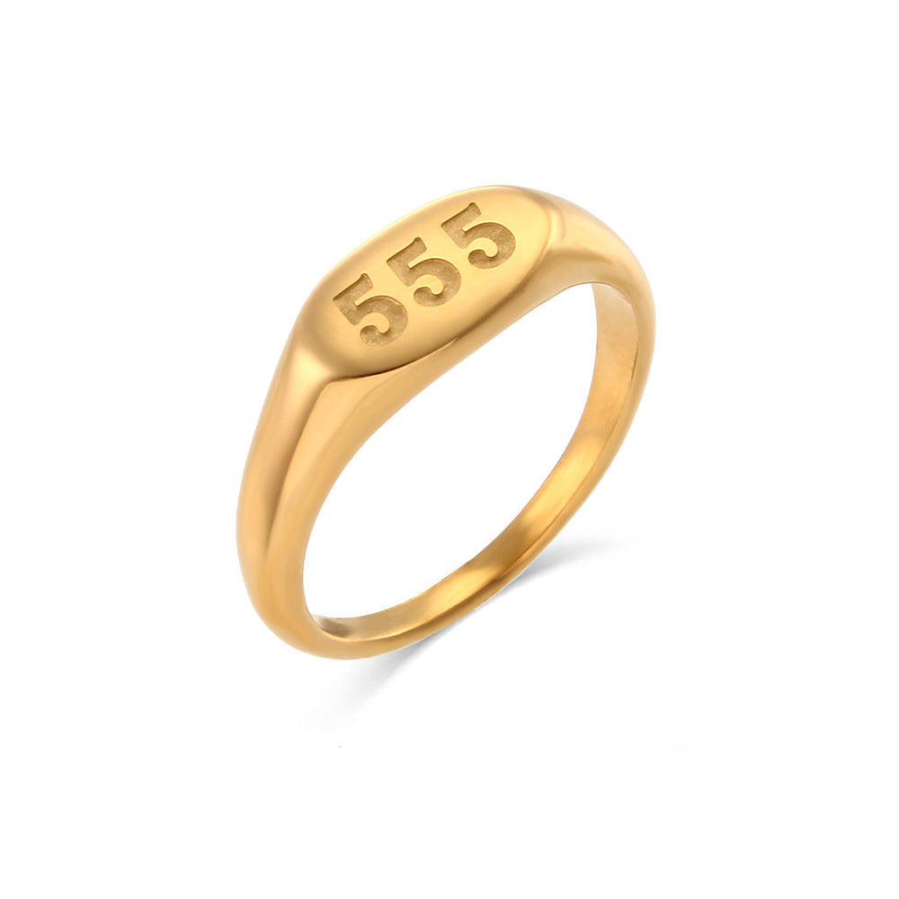 18K gold color-preserving angel number stamp ring number 111 222 333 999 number ring ring ring