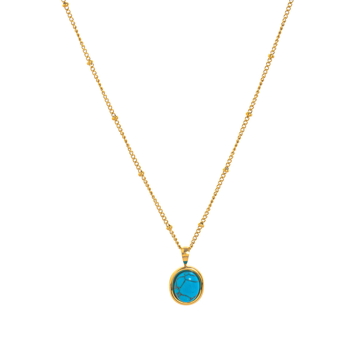 18K Gold Color Stylish Natural Turquoise Pendant Necklace