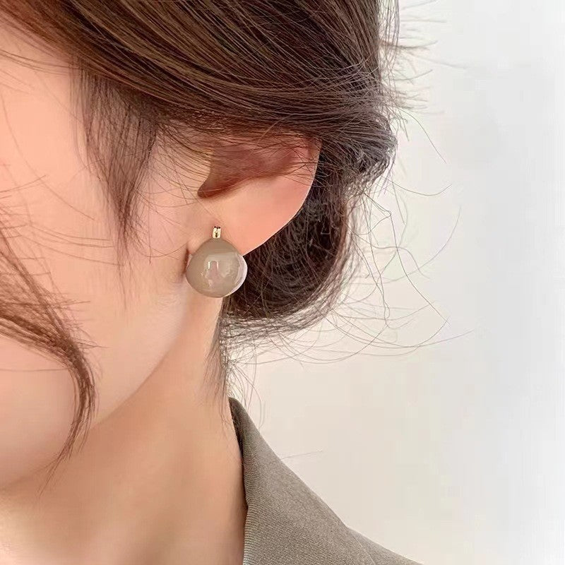 French enamel drop glaze temperament earrings women's light luxury niche high-end stud earrings French retro elegant versatile earrings