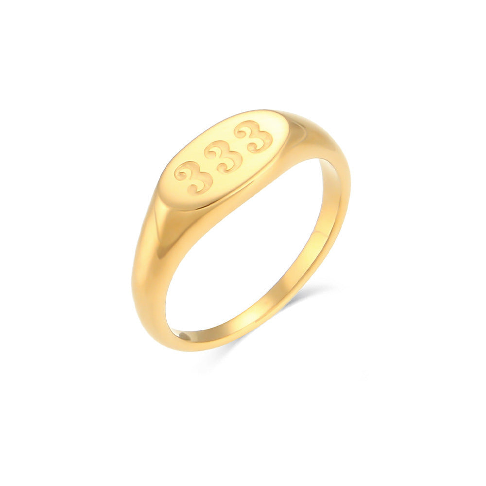 18K gold color-preserving angel number stamp ring number 111 222 333 999 number ring ring ring