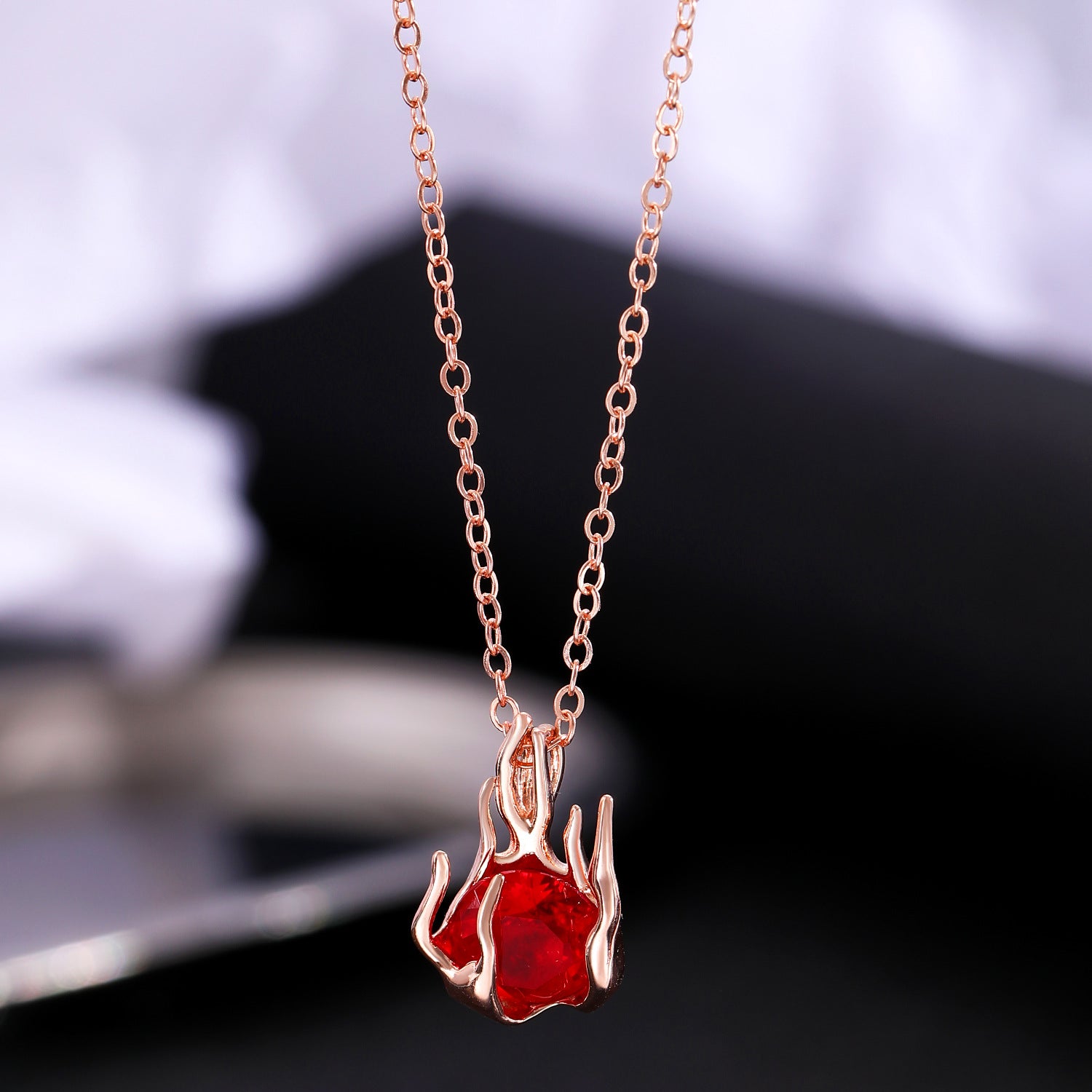 Dark Ins Love Rose Necklace Female Gothic Wrap Flowers Heart Collarbone Chain Valentine's Day