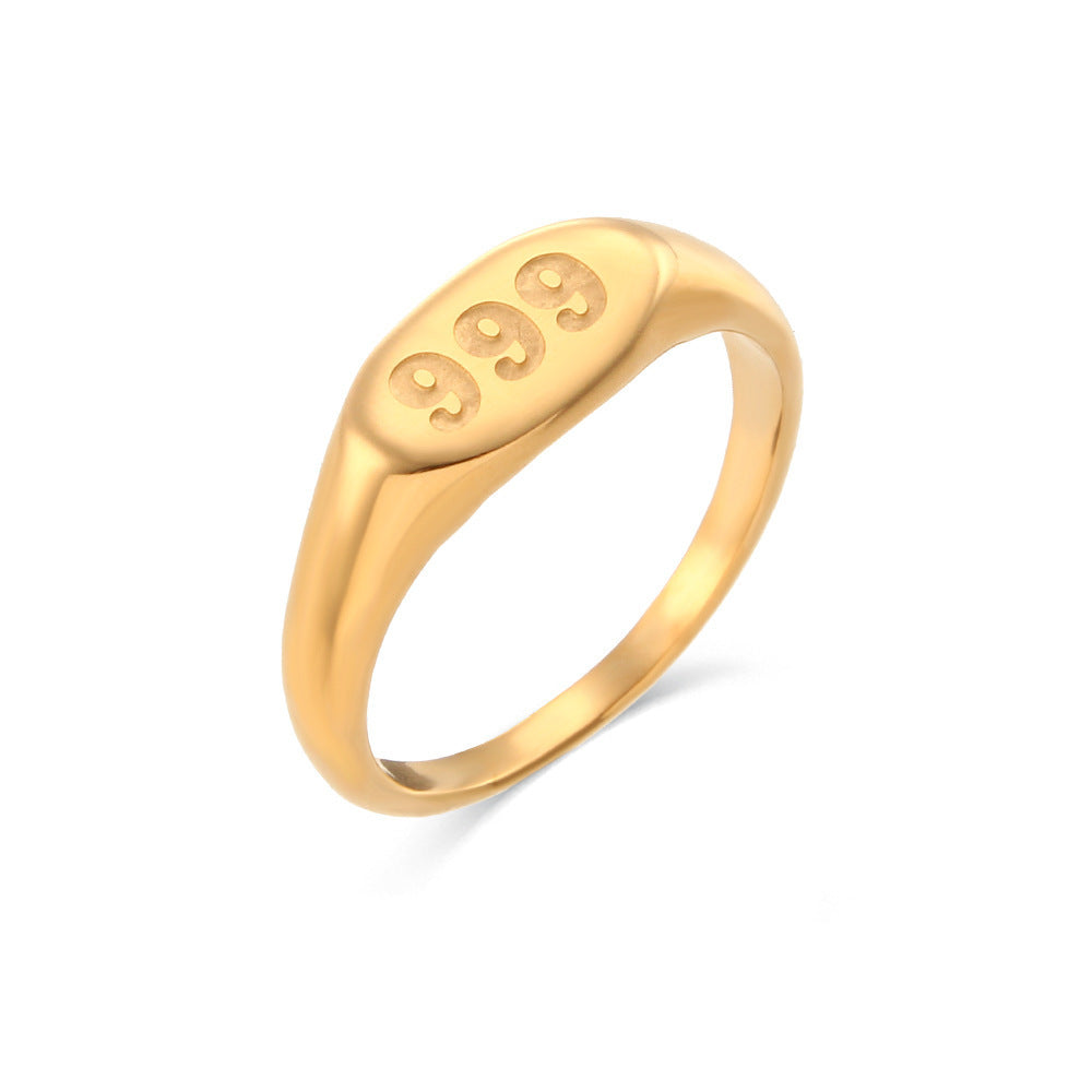 18K gold color-preserving angel number stamp ring number 111 222 333 999 number ring ring ring