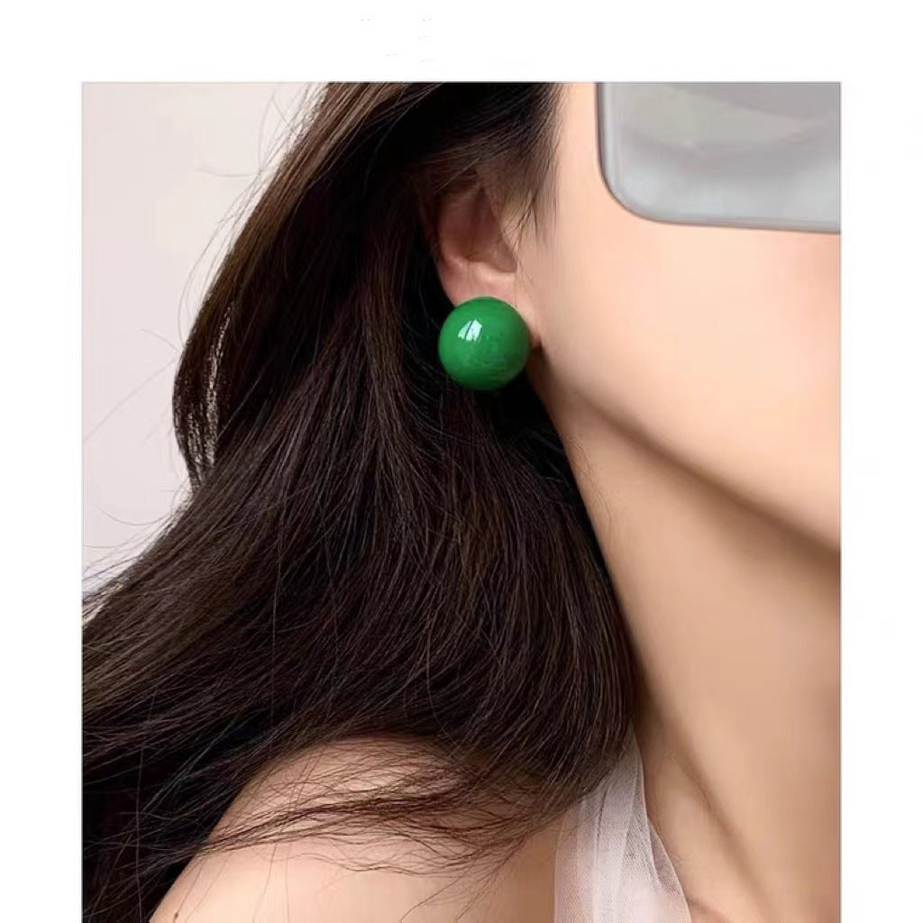 French enamel drop glaze temperament earrings women's light luxury niche high-end stud earrings French retro elegant versatile earrings