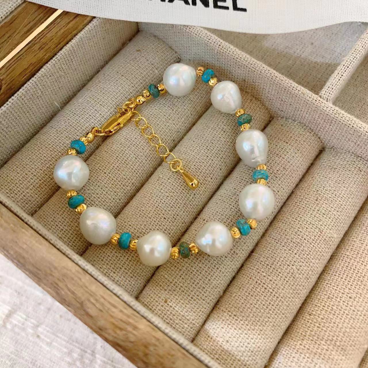 Natural Baroque Pearl Bracelet Women's Summer Plated 22K Gold Adjustable ins Niche Design Jewelry Light Luxury Bracelet