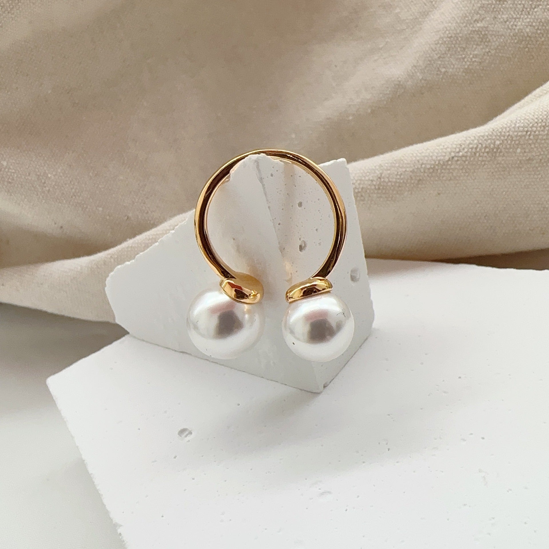 Size, Pearl Ring, Open Niche Index Finger Ring Children Adjustable Celebrity Atmosphere Hipster Personality Ring