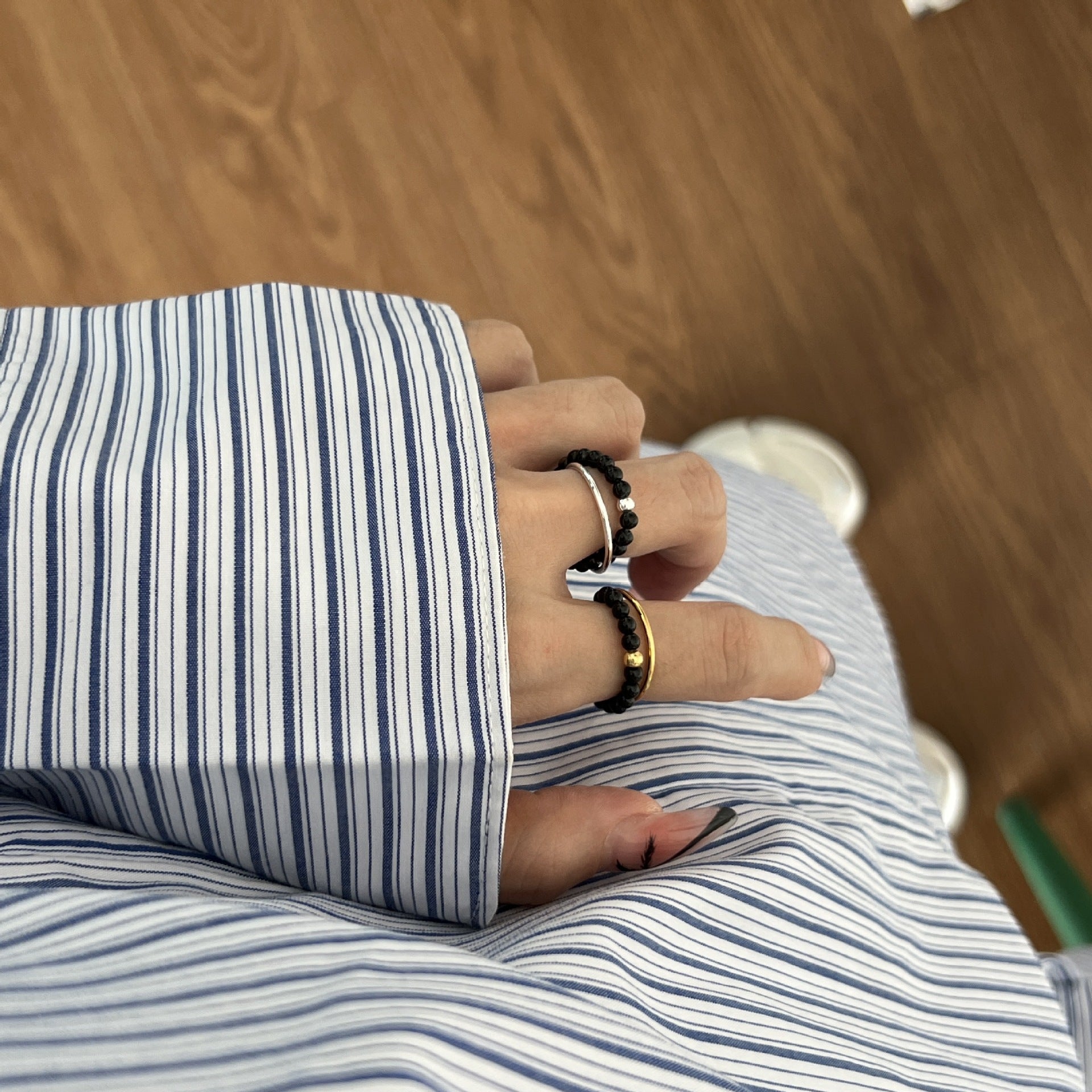 Niche ins style, double-layer ring, women's light luxury vegetarian ring, index finger ring, design sense, closed ring, cold wind stacking