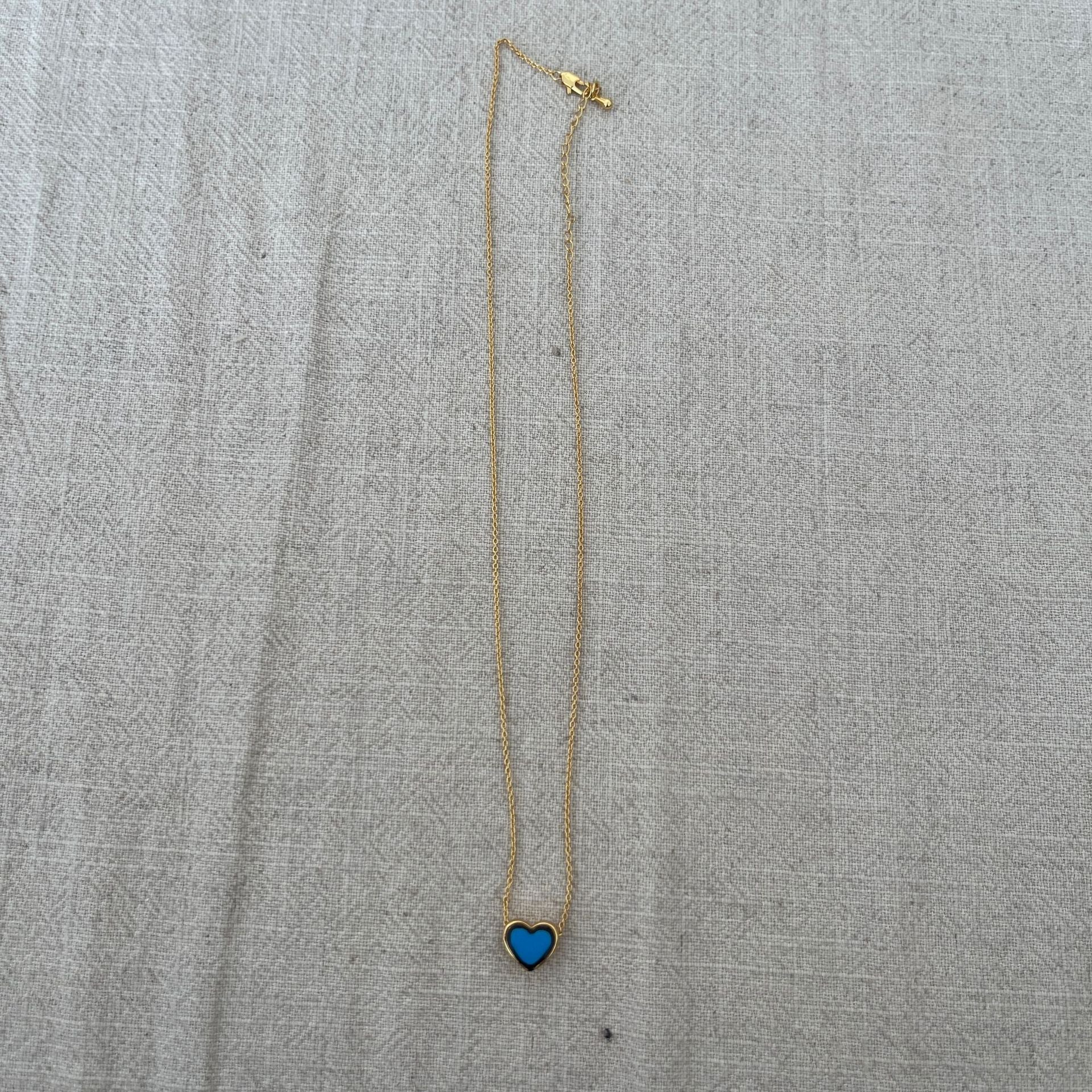 Golden blue stone love adjustable necklace women's enamel drip glaze niche simple and fashionable heart-shaped clavicle chain versatile