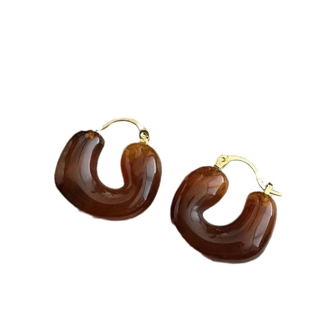 Maillard amber European and American exaggerated personality fashionable retro earrings medieval earrings women's niche high-end stud earrings