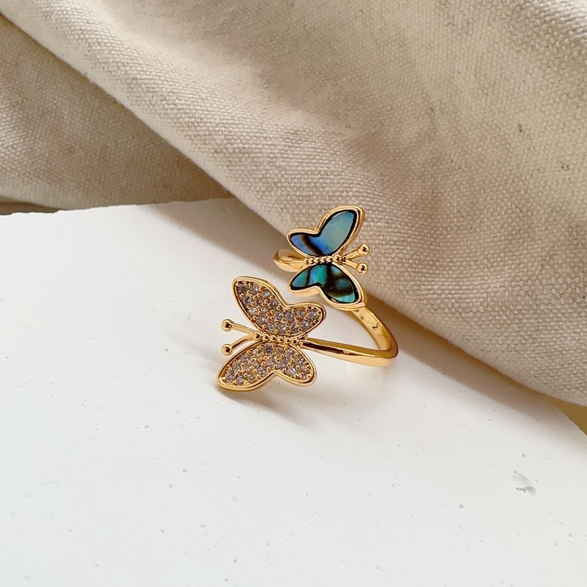 Butterfly temperament light luxury open ring female index finger ring niche design advanced sense ins trendy fashion personalized ring