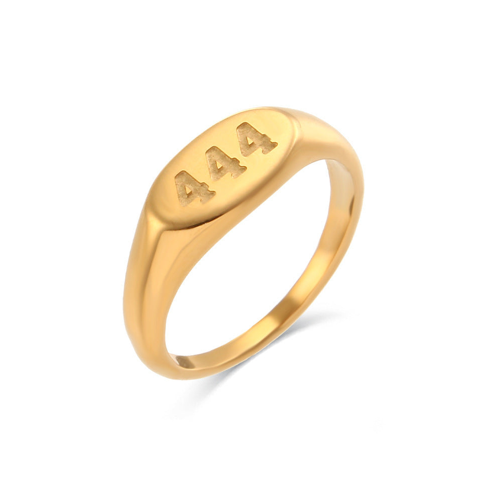 18K gold color-preserving angel number stamp ring number 111 222 333 999 number ring ring ring