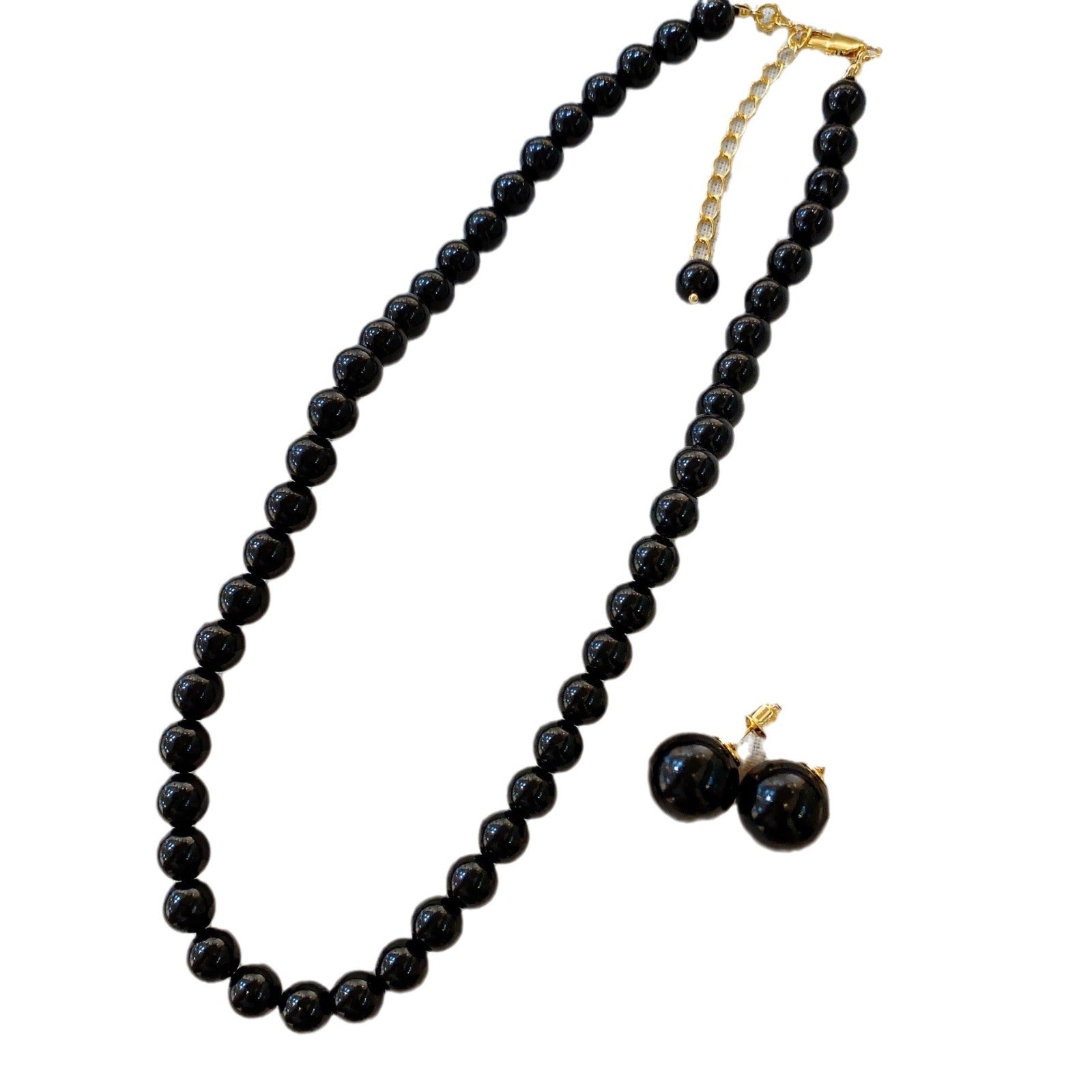 Shi Jialiang black perfect round pearl sweater chain 2024 new trendy necklace women's niche design collarbone neck chain