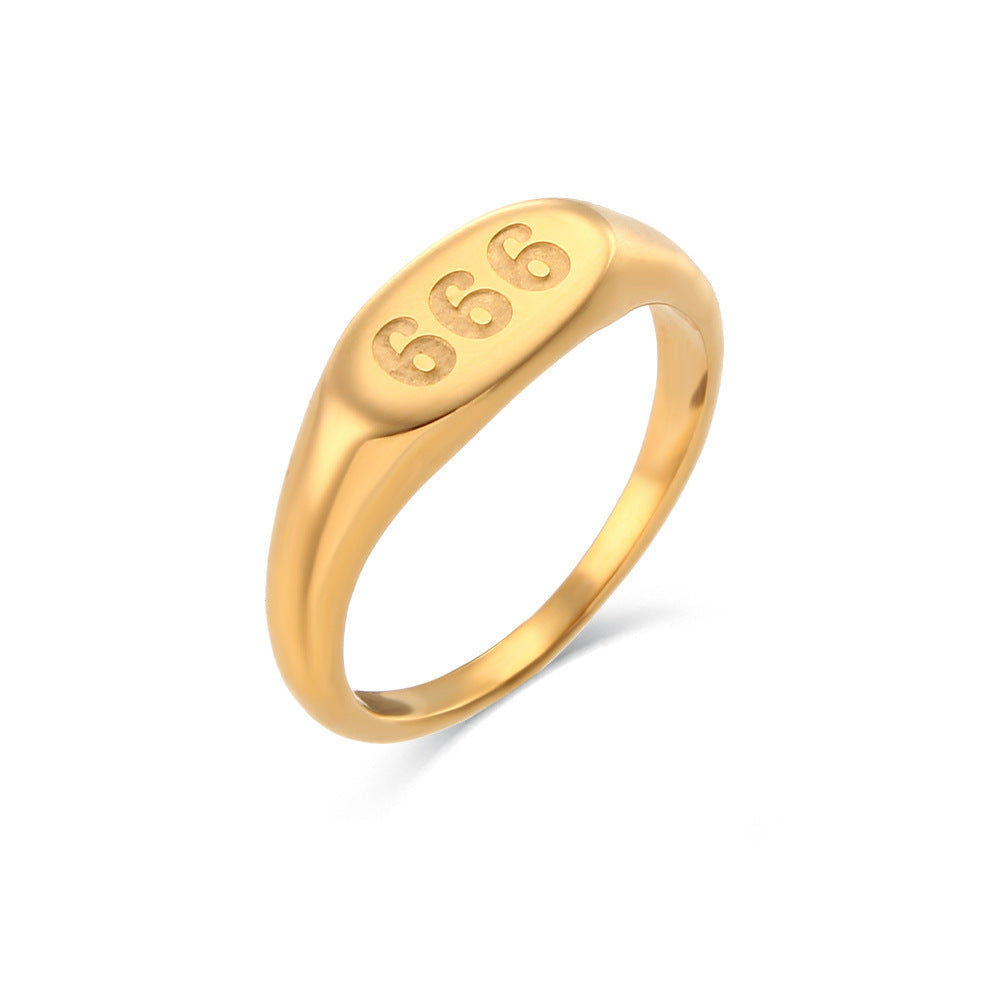 18K gold color-preserving angel number stamp ring number 111 222 333 999 number ring ring ring