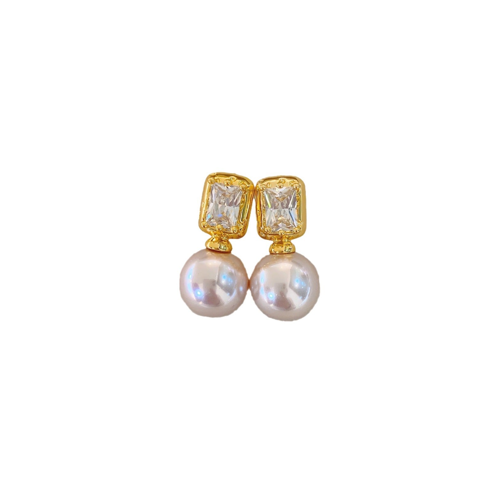 Niche design pearl stud earrings for women French temperament retro light luxury zircon earrings design high-end earrings for women