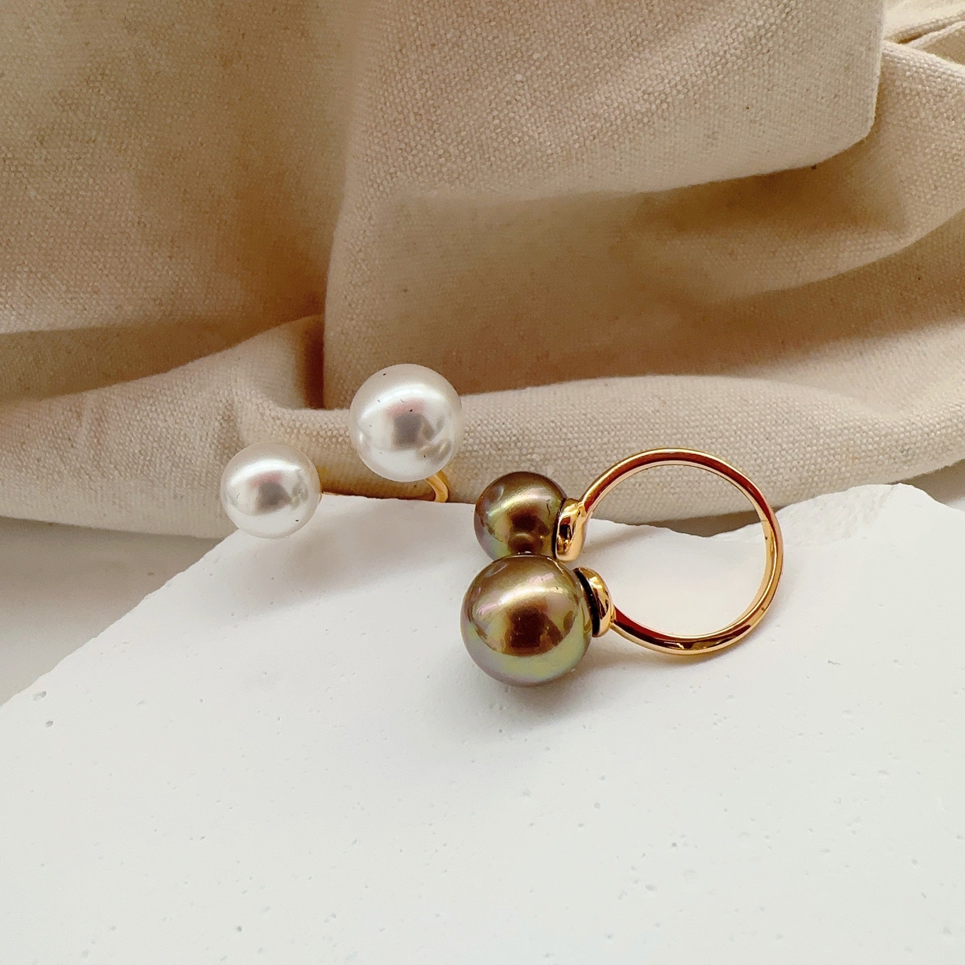 Size, Pearl Ring, Open Niche Index Finger Ring Children Adjustable Celebrity Atmosphere Hipster Personality Ring