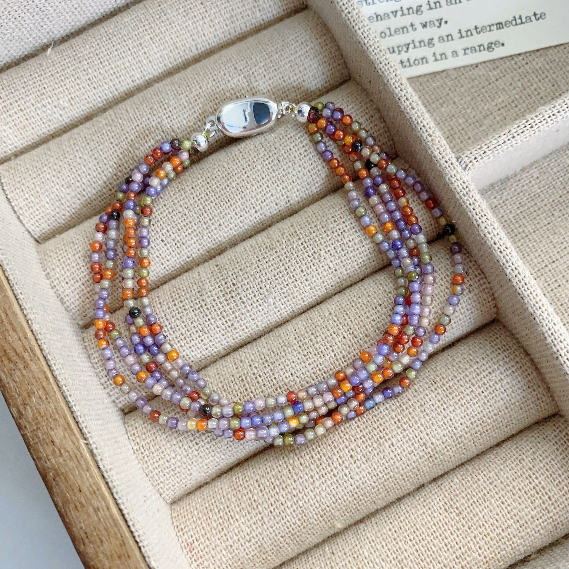 Summer color mixing multi-layer beaded stone handmade beaded stacked necklace simple and versatile niche collarbone chain neck chain women