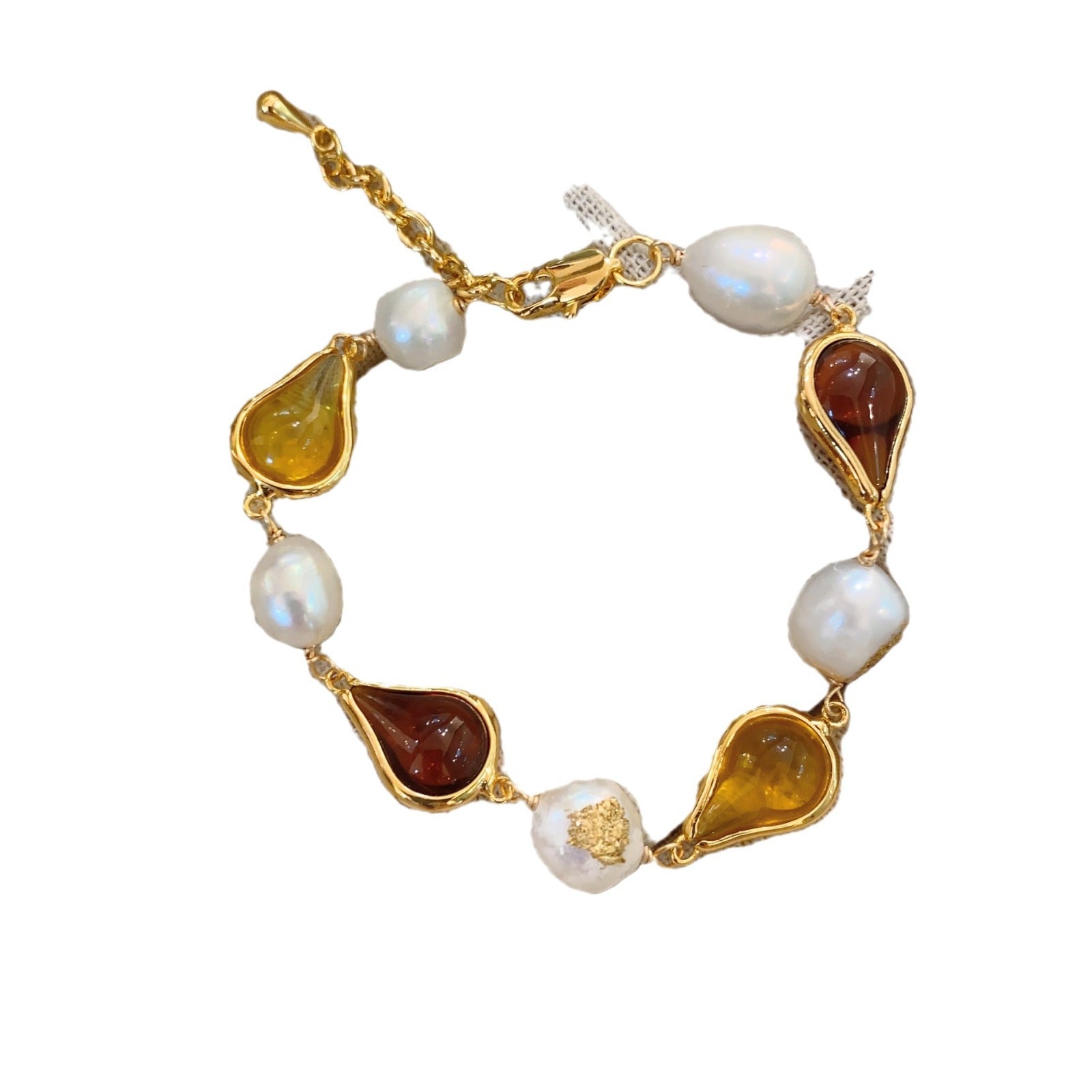 Design retro natural freshwater pearl bracelet, water drop niche jewelry, Maillard color bracelet bracelet.