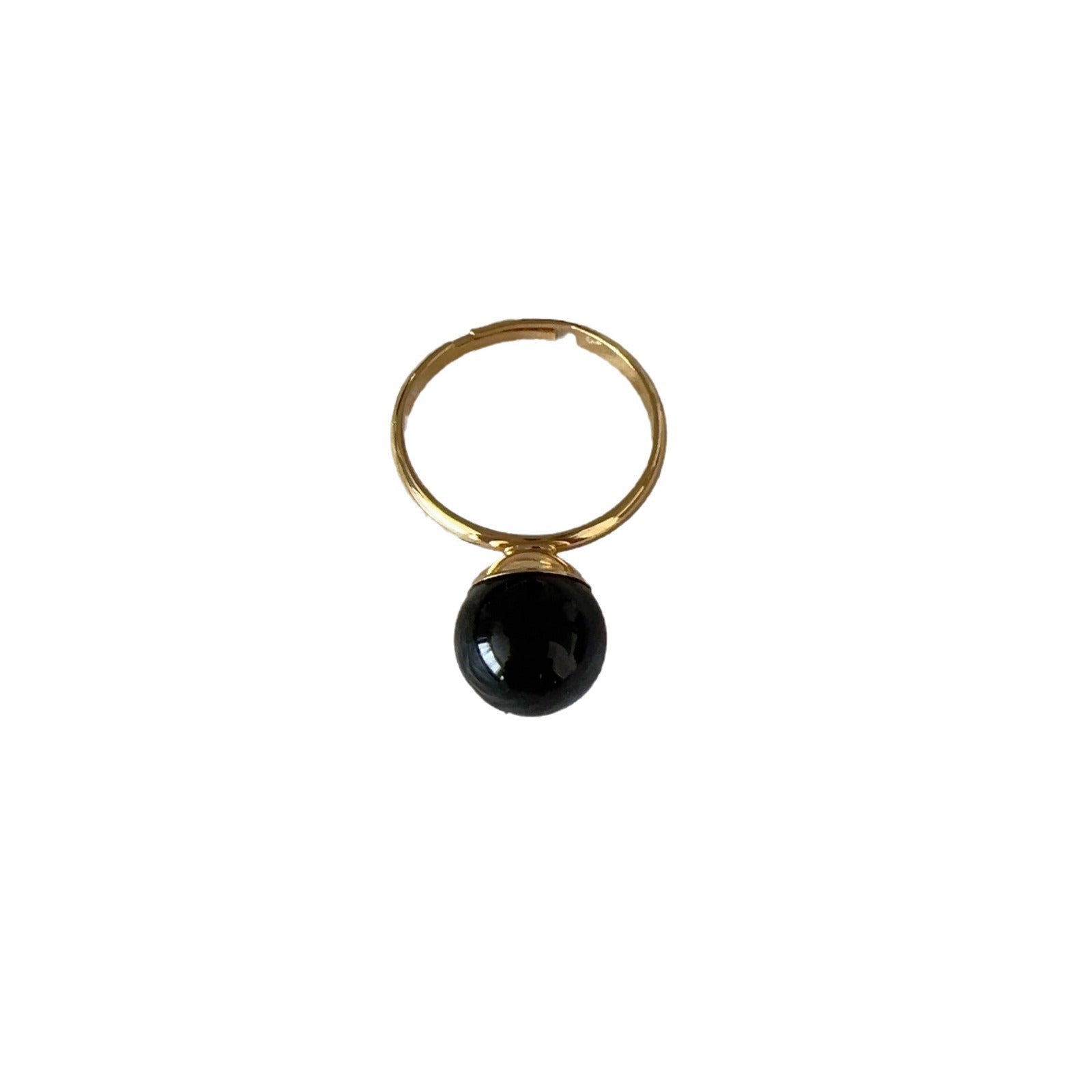 Natural stone beads metal opening ring women's retro niche personality simple and versatile temperament fashion ring ring