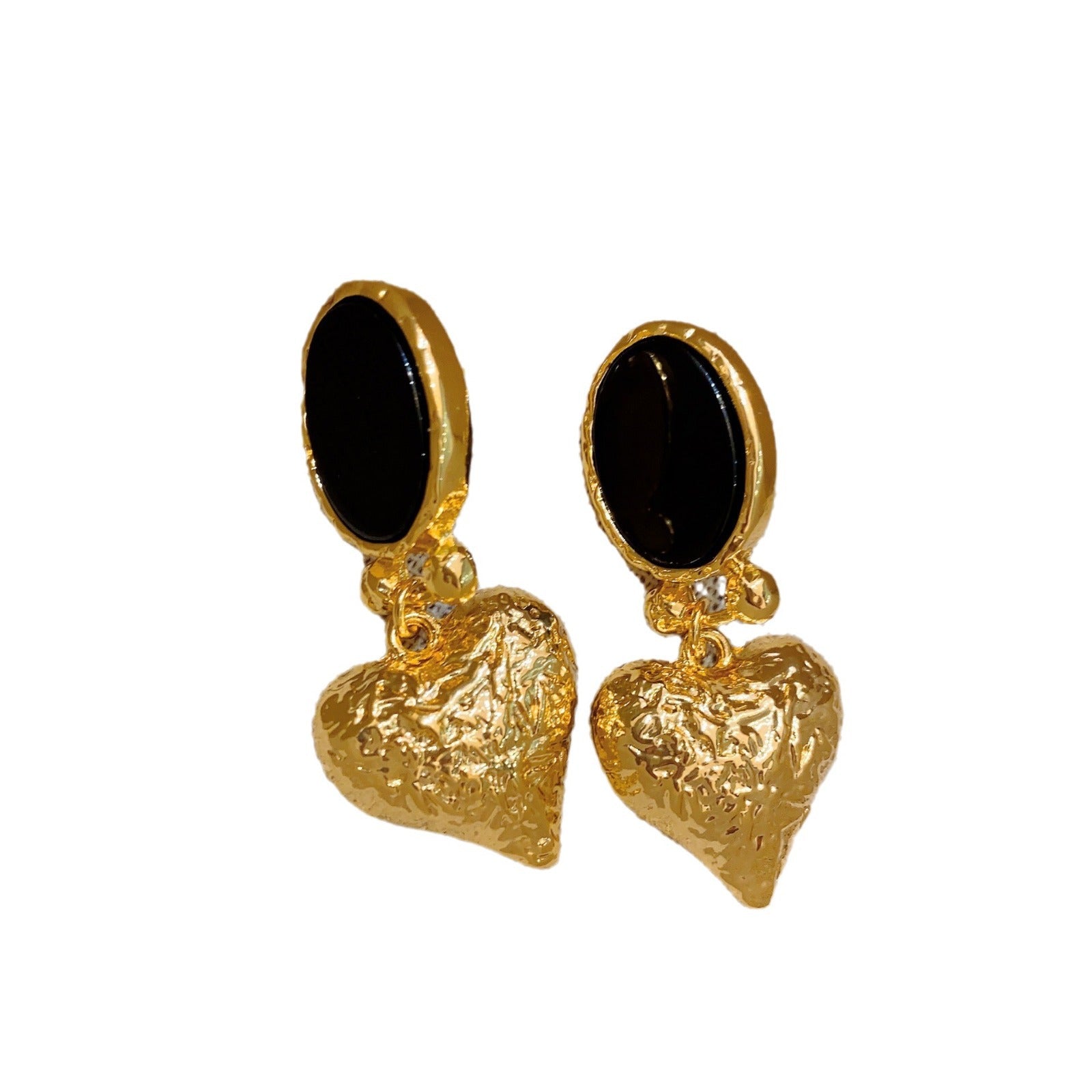 New medieval~ vintage mysterious inlaid black agate high-end light luxury earclip earrings simple personality temperament