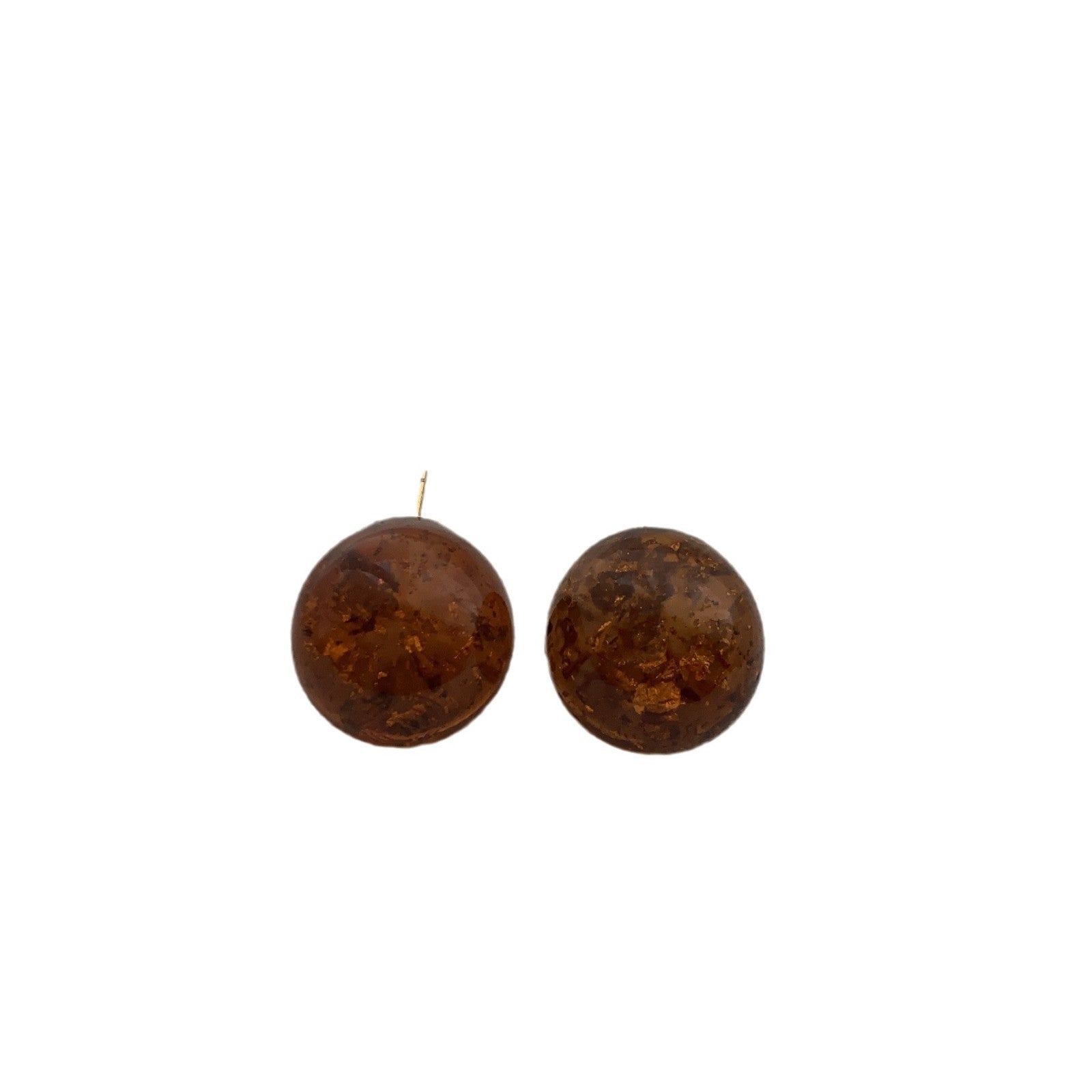 2024 autumn and winter new amber resin stud earrings simple high-end versatile retro earrings temperament elegant Maillard women