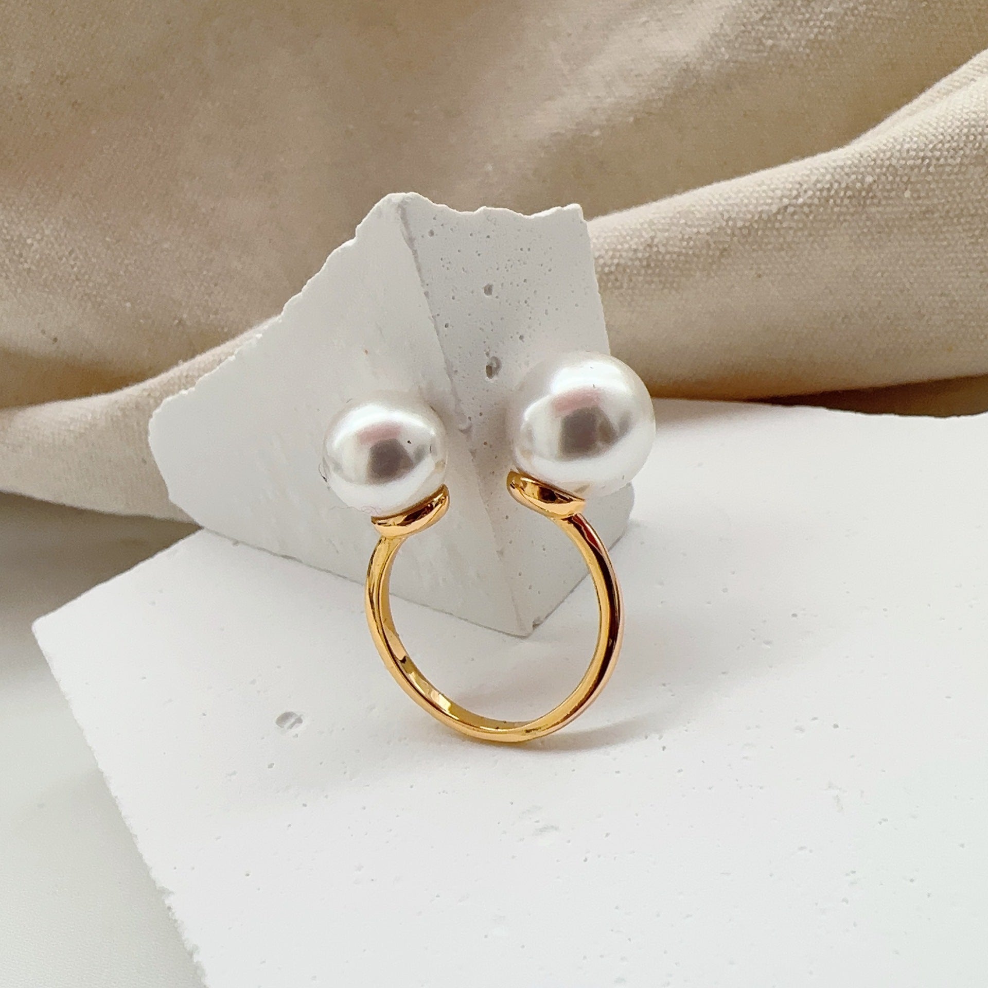 Size, Pearl Ring, Open Niche Index Finger Ring Children Adjustable Celebrity Atmosphere Hipster Personality Ring